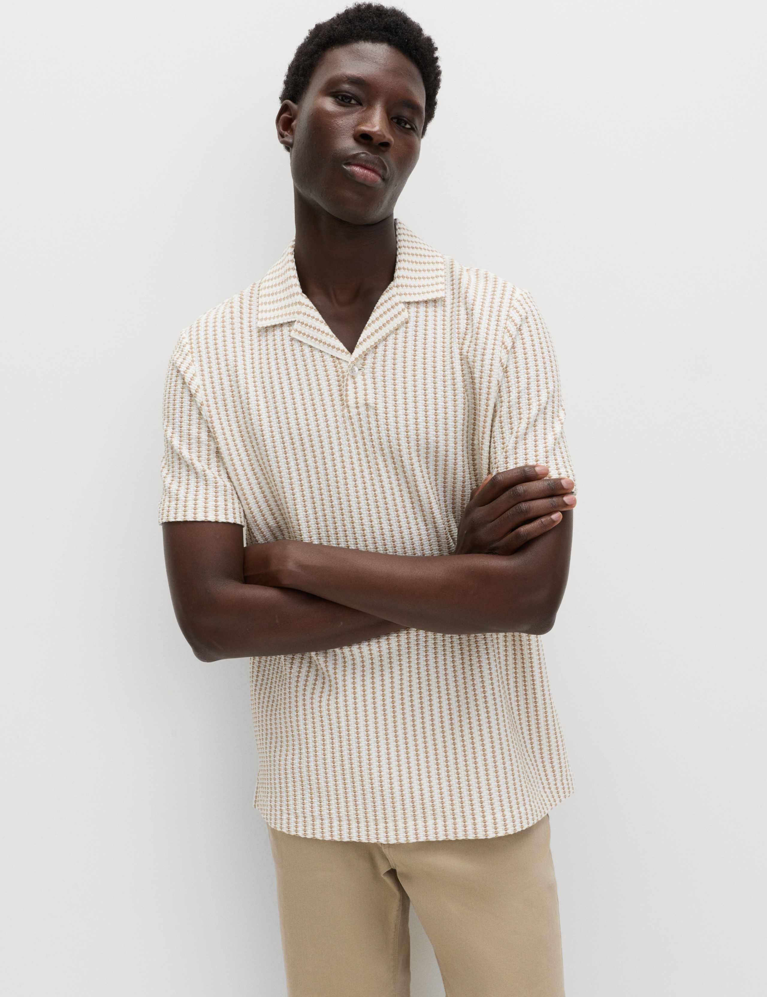 Cotton Rich Jersey Geometric Polo Shirt 1 of 5