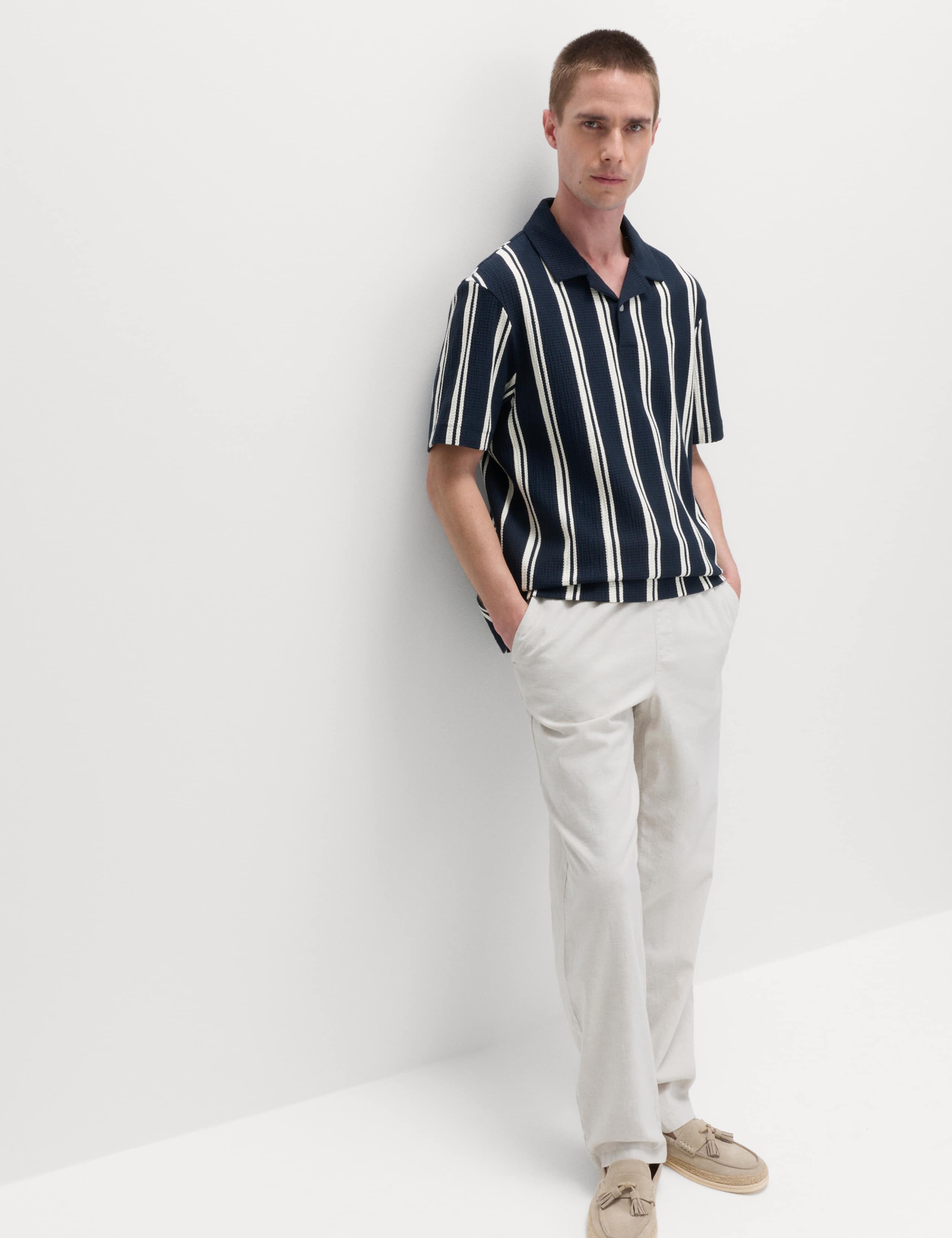 Cotton Rich Striped Seersucker Polo Shirt 5 of 5