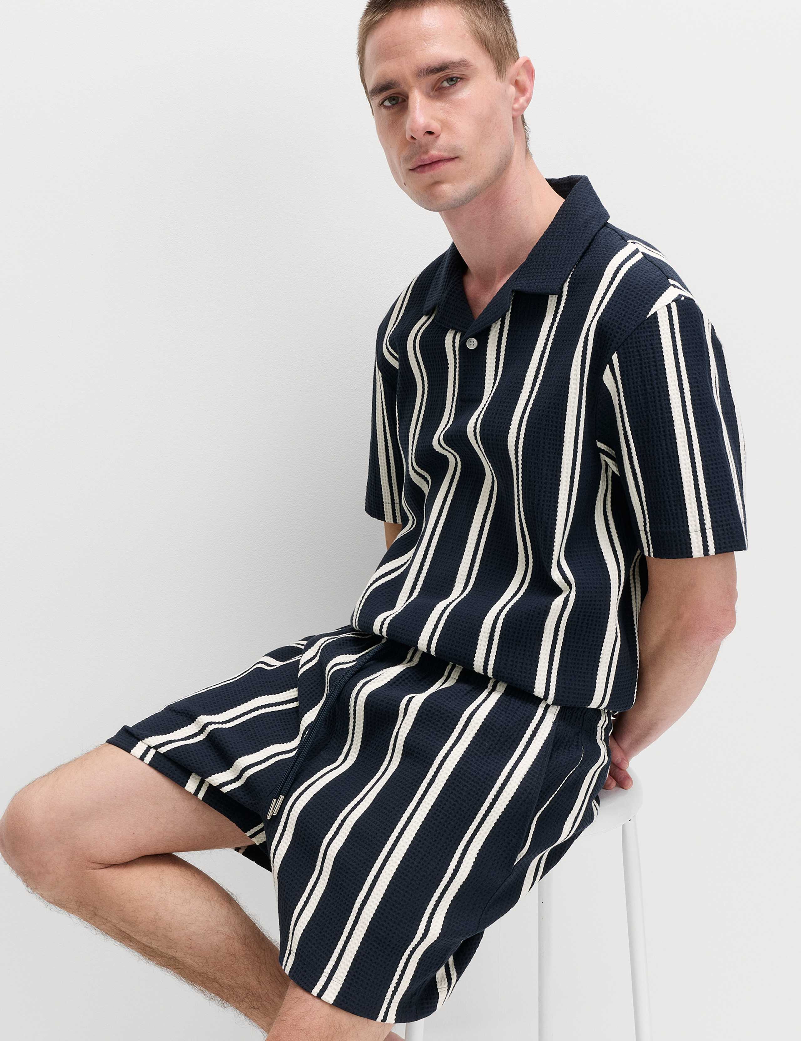 Cotton Rich Seersucker Striped Shorts 6 of 6