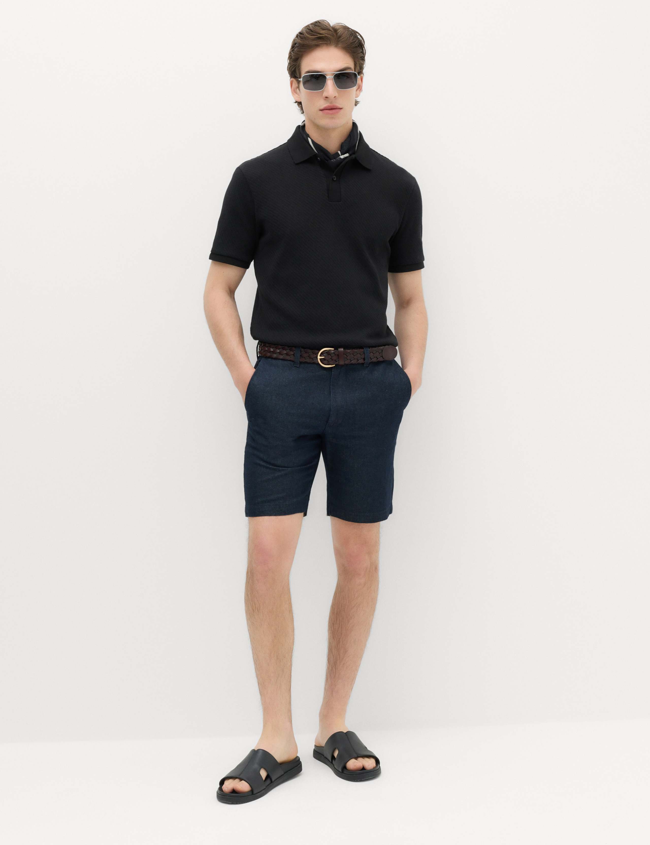 Cotton Rich Textured Knitted Polo Shirt 1 of 6