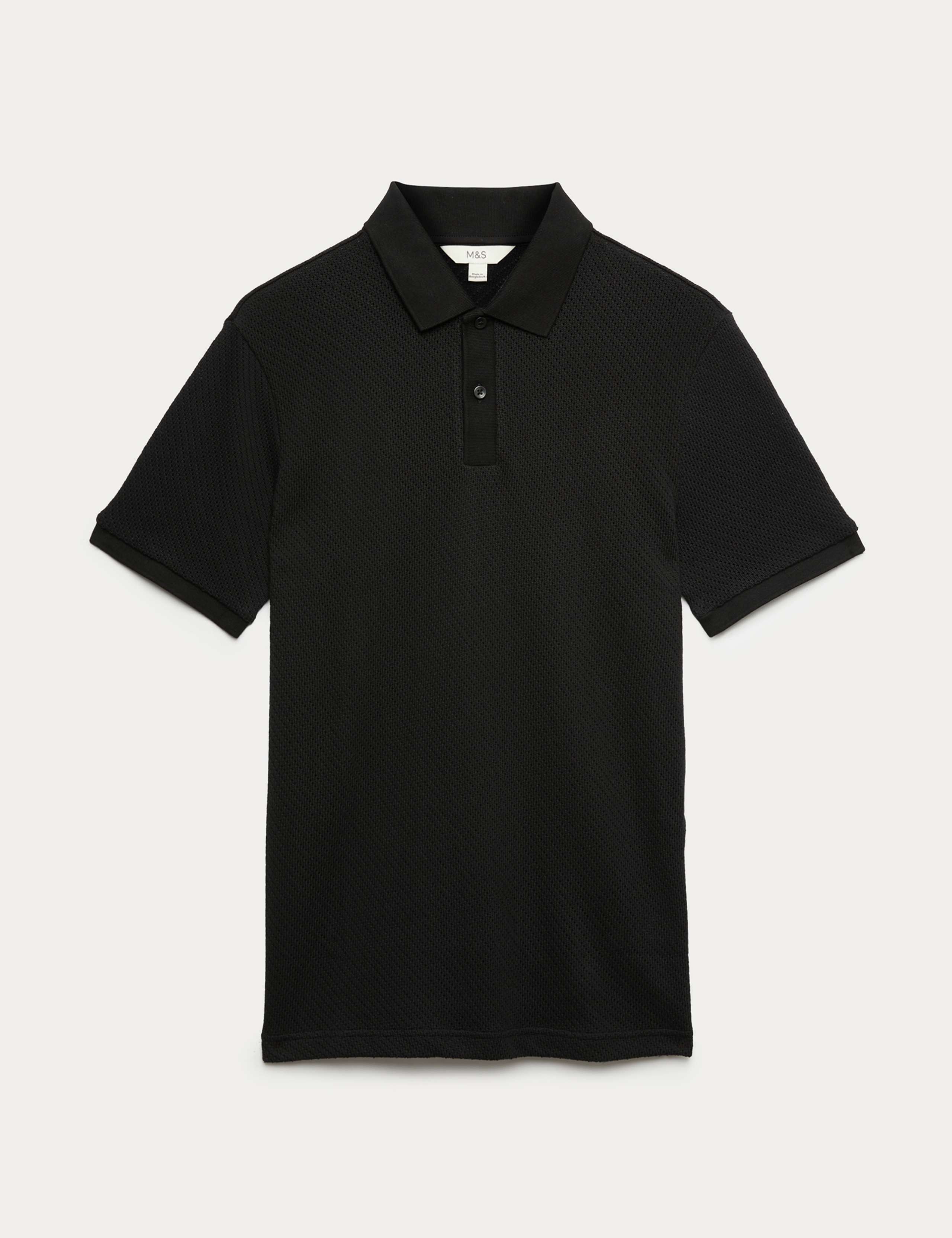 Cotton Rich Textured Knitted Polo Shirt 1 of 1