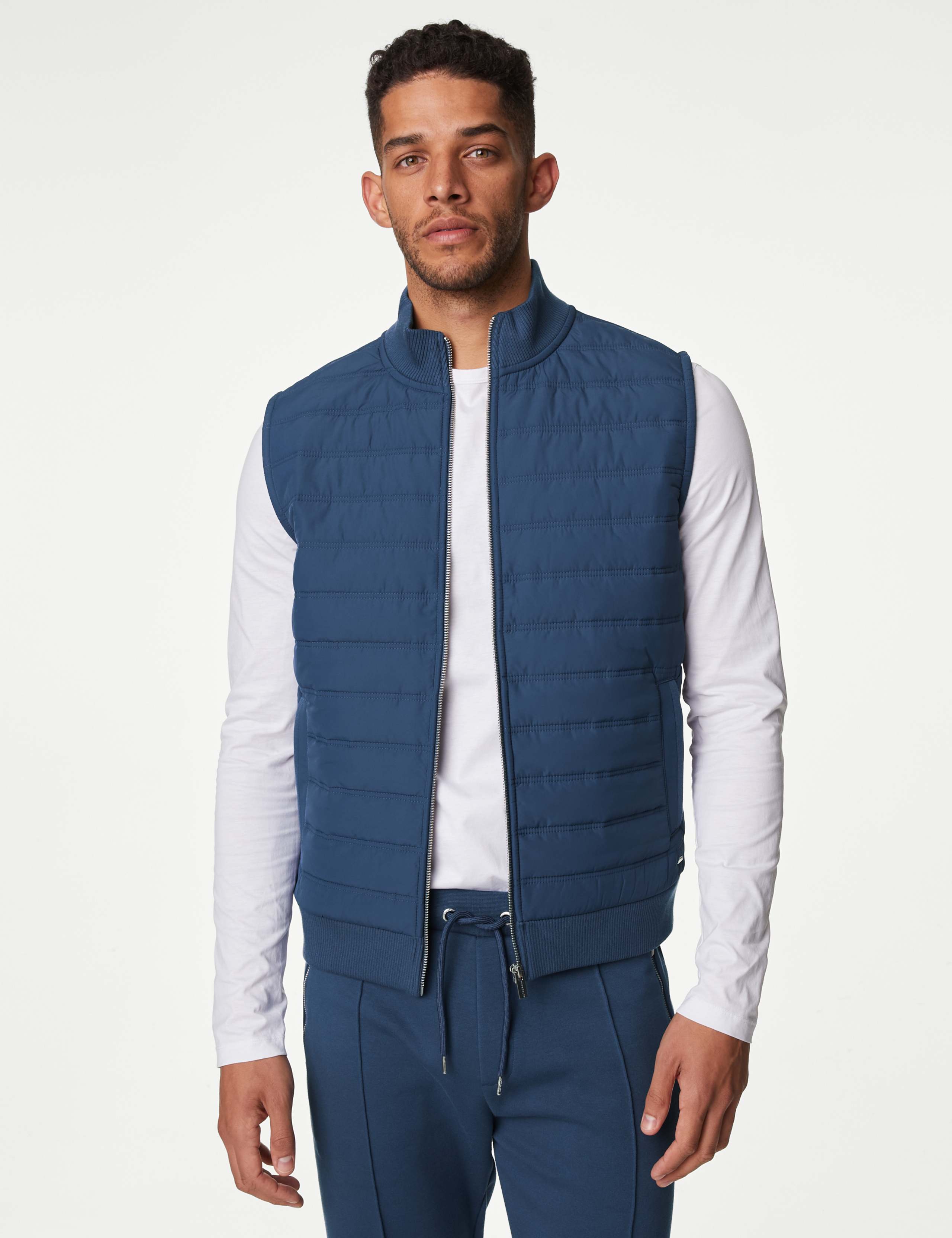 Cotton Blend Zip Up Gilet 1 of 6