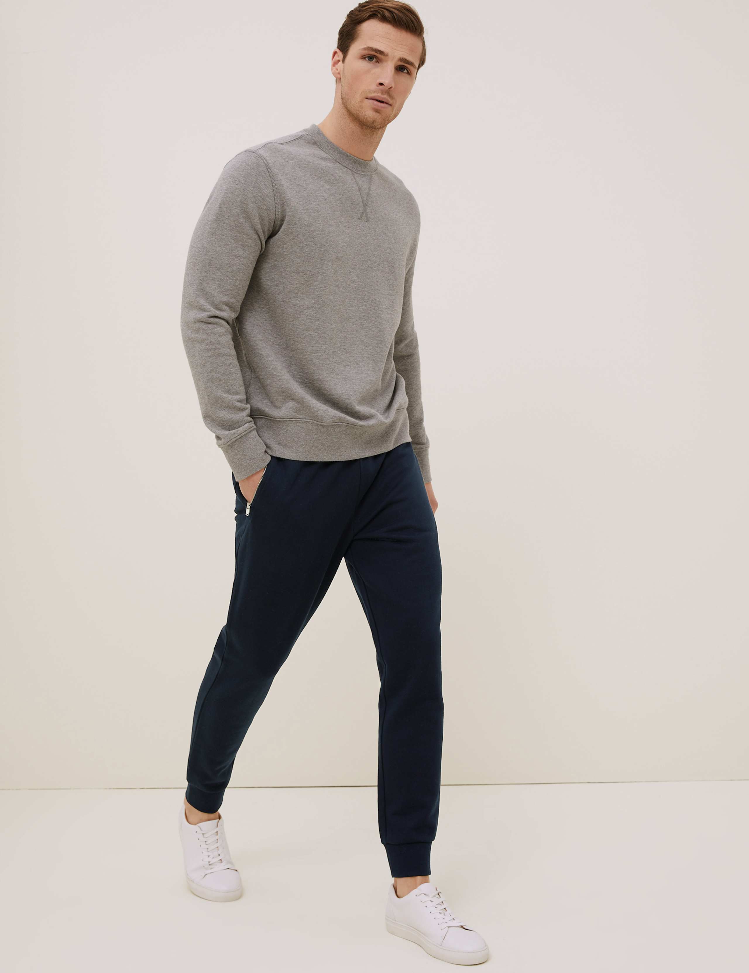 Cuffed Pure Cotton Smart Joggers 1 of 6