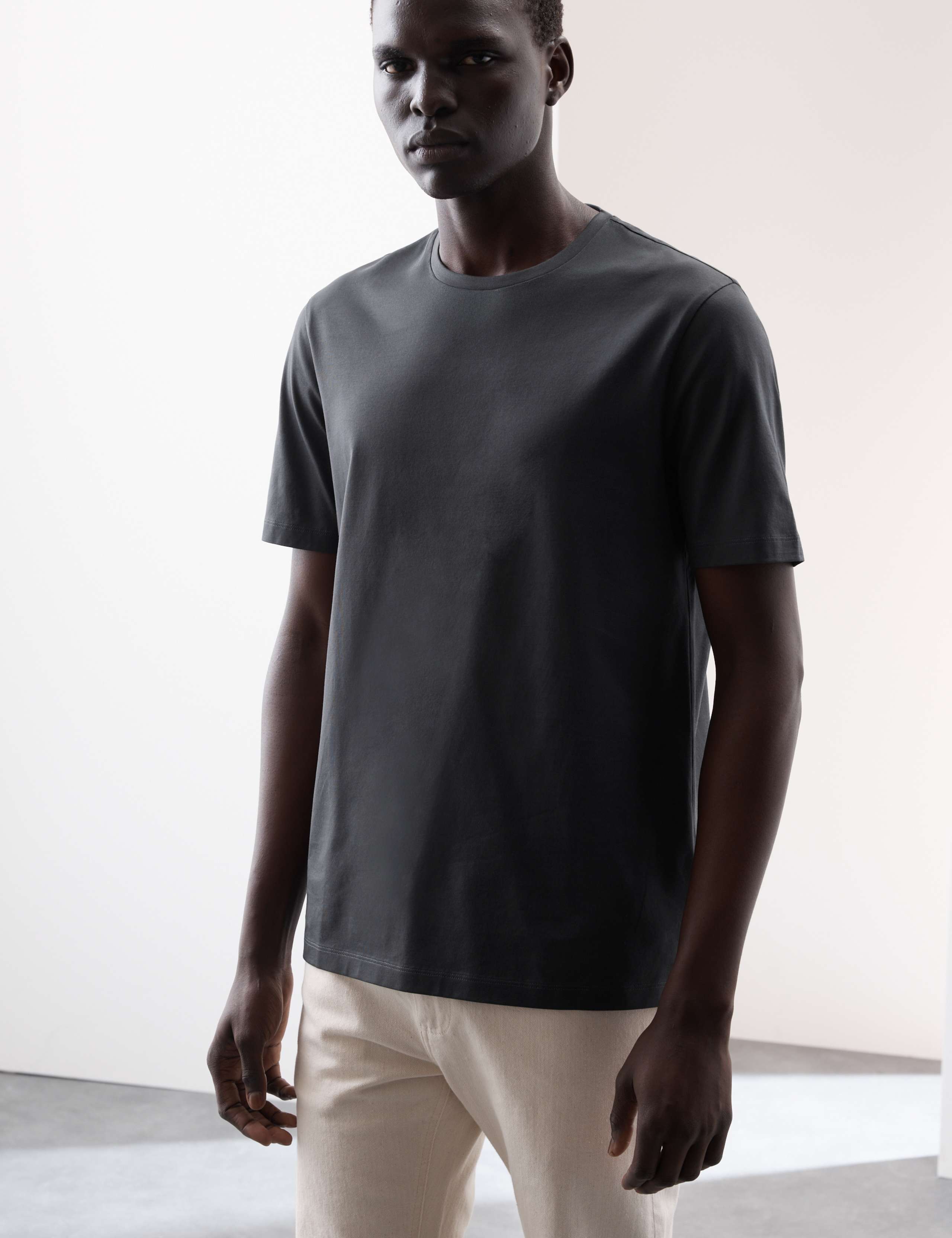 Pure Supima® Cotton Performance Crew Neck T-shirt 3 of 8