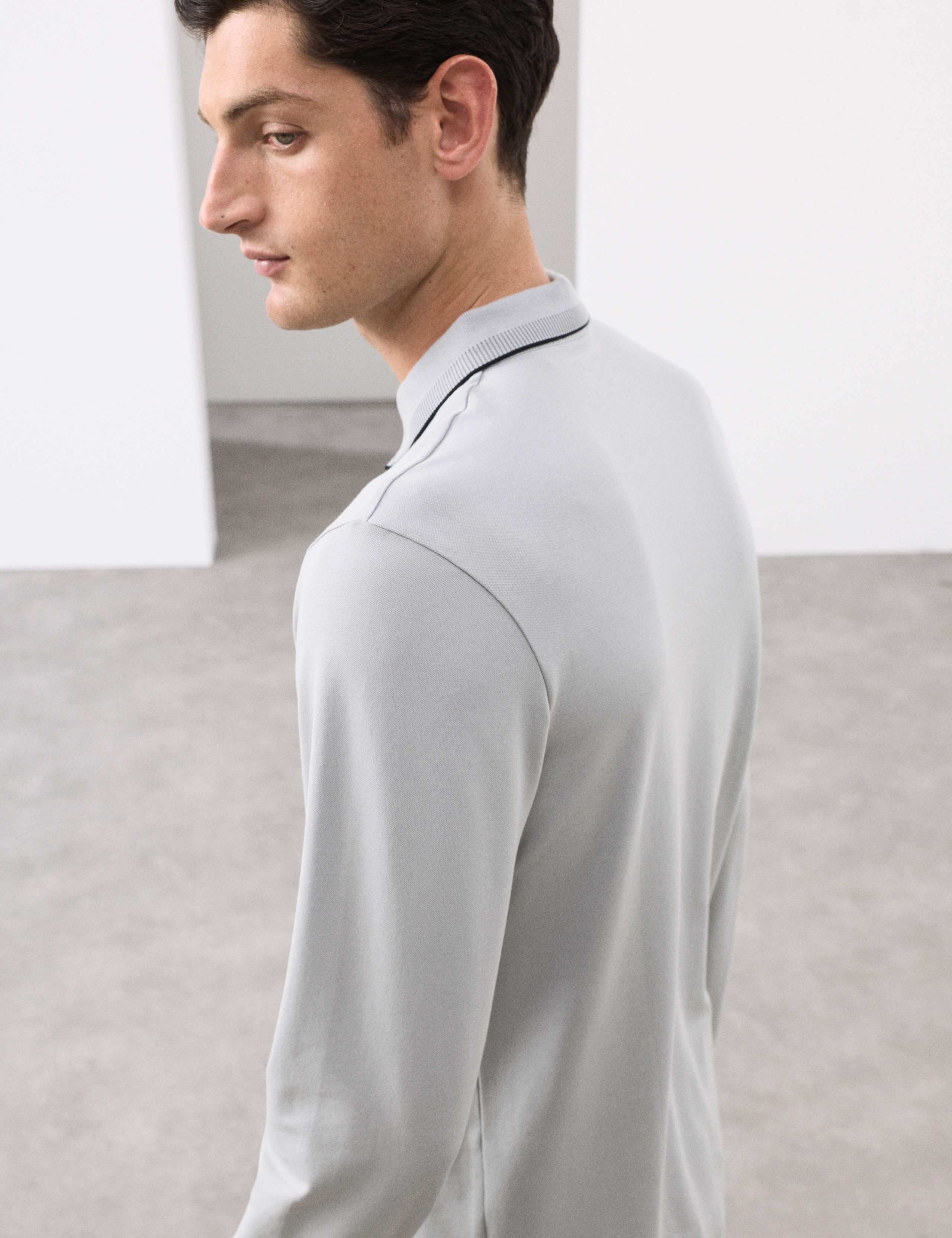 Cotton Blend Long Sleeve Polo Shirt 6 of 6