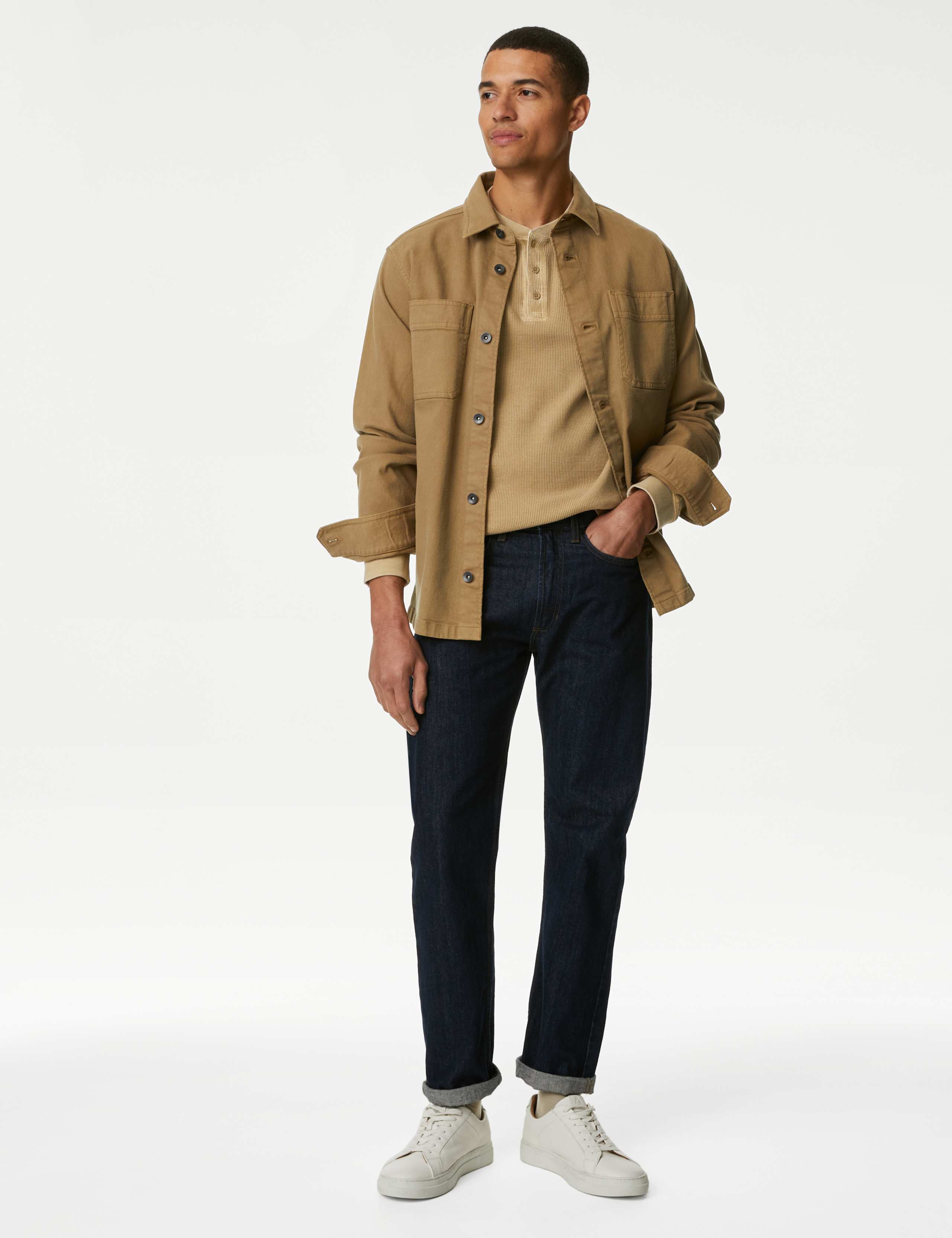 Pure Cotton Waffle Henley Long Sleeve Top 4 of 5