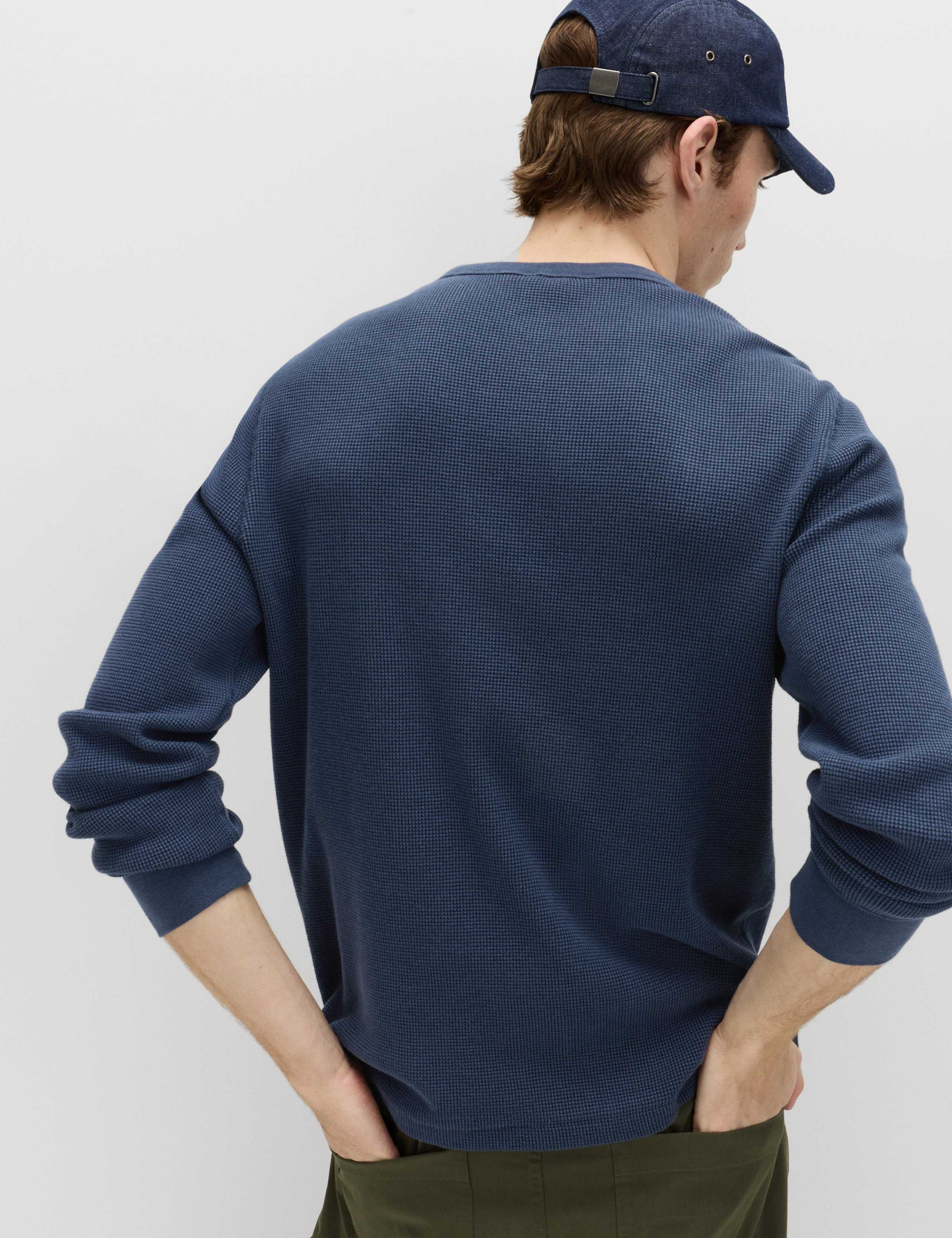 Pure Cotton 2-Tone Waffle Sweatshirt 4 of 6