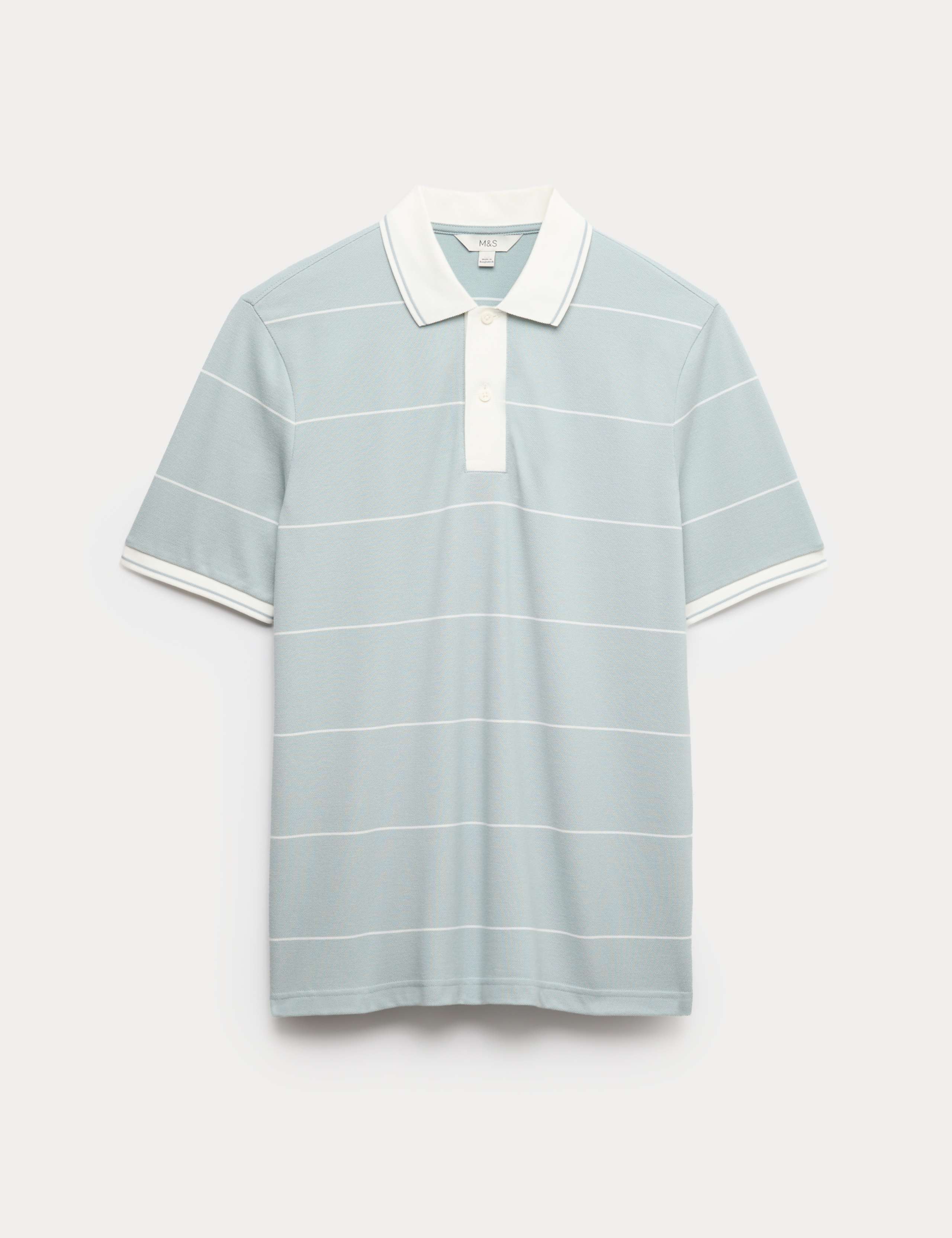 Pure Cotton Pique Striped Polo Shirt 2 of 6