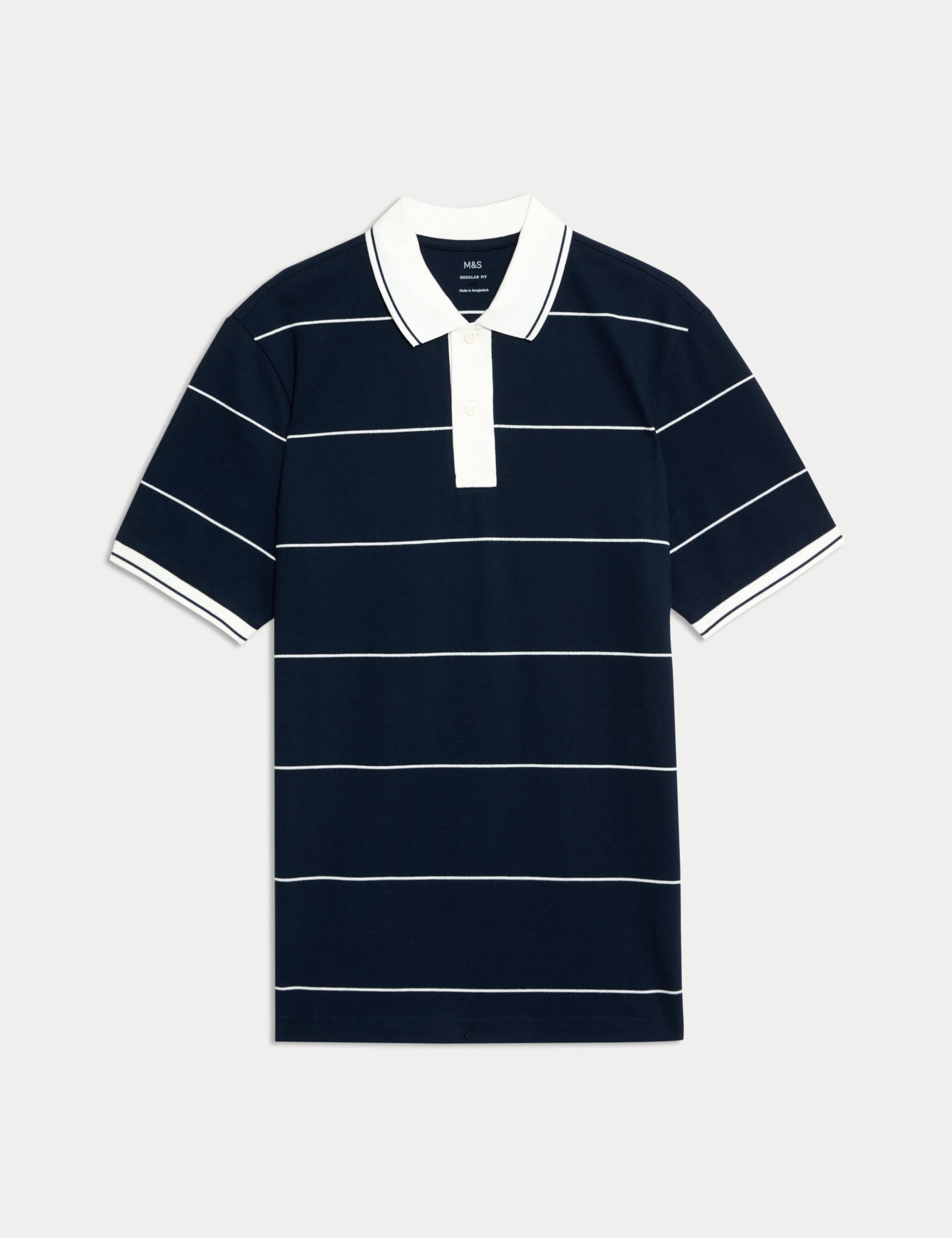 Pure Cotton Pique Striped Polo Shirt 2 of 5