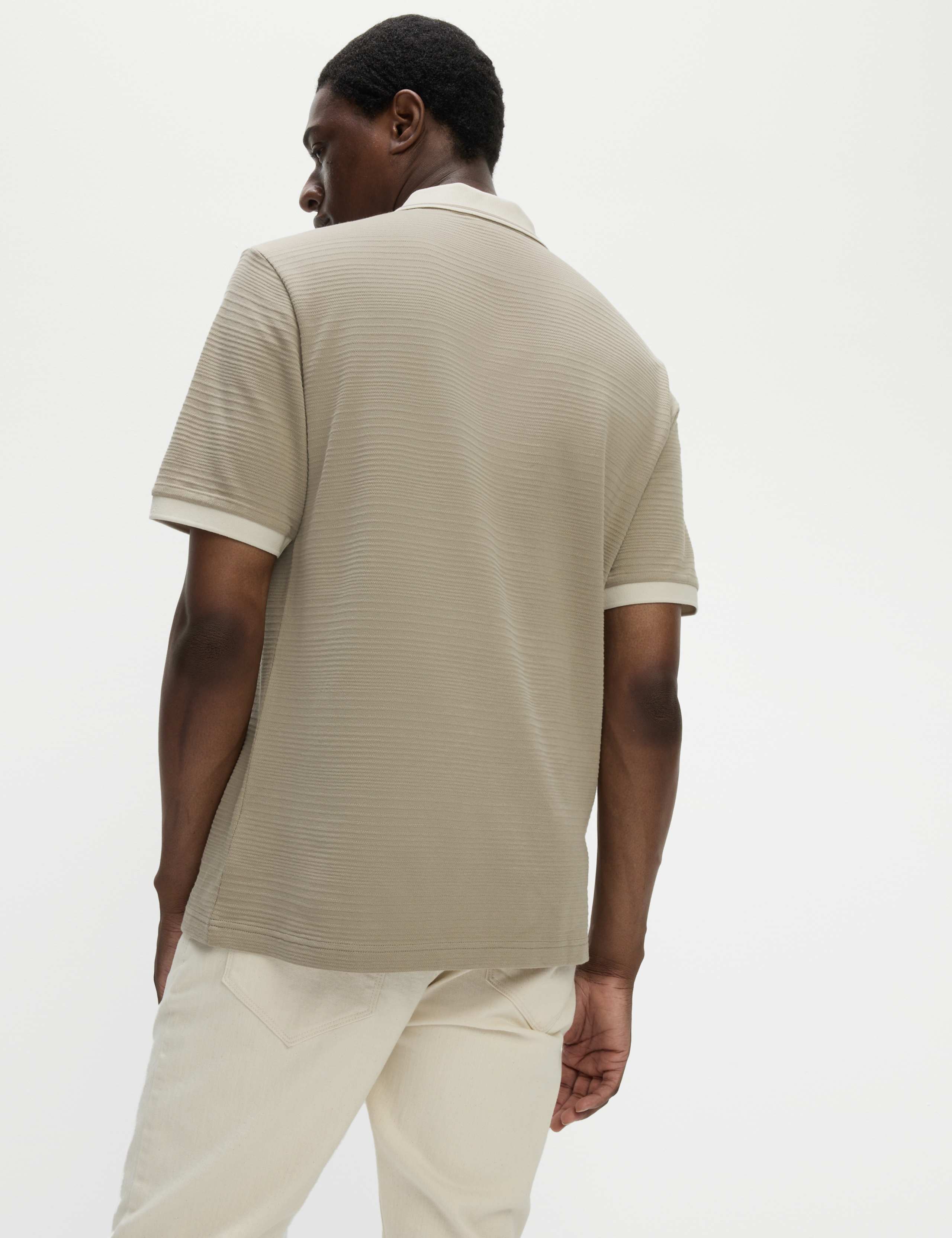 Pure Cotton Textured Tipped Polo Shirt 5 of 5