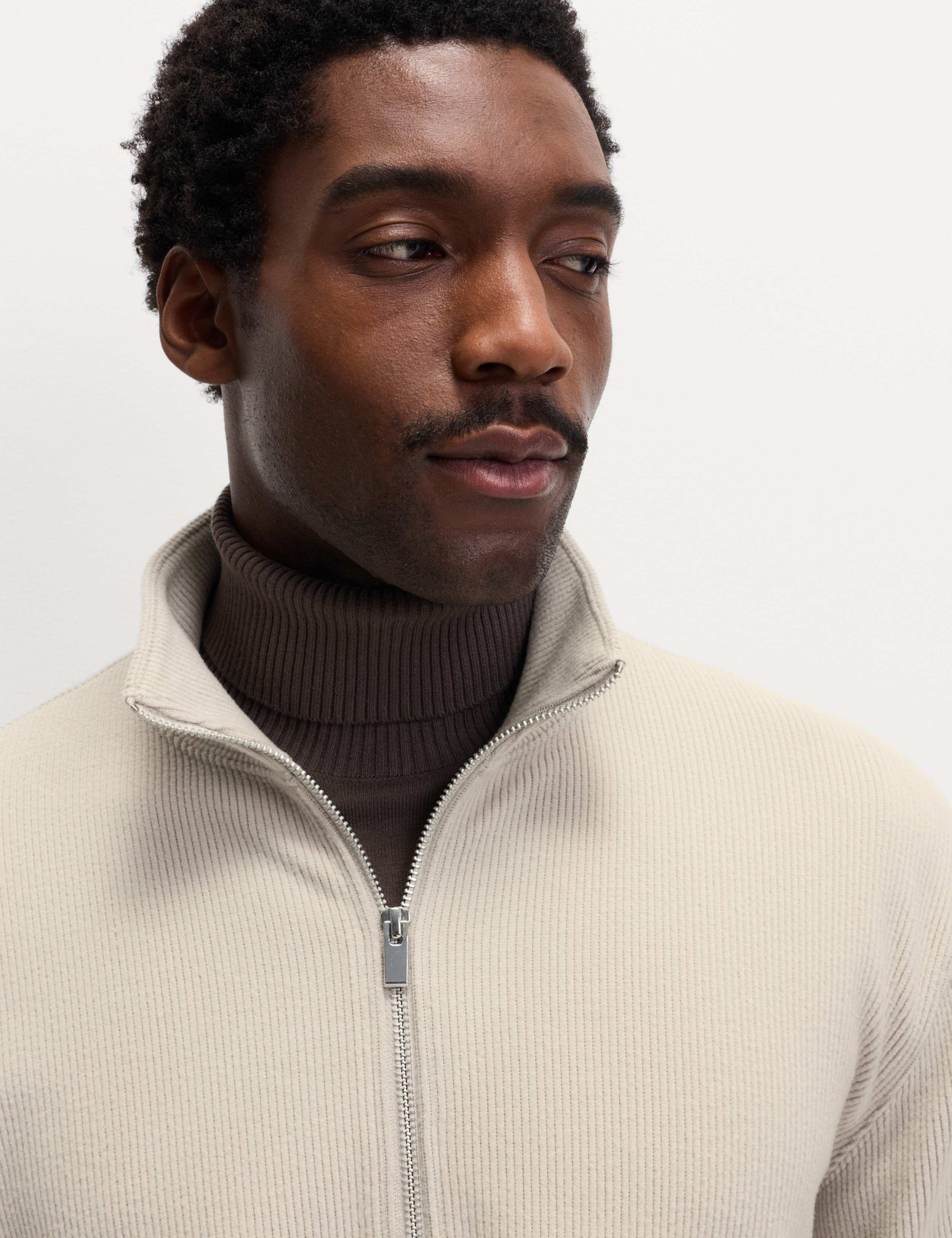 Cotton Rich Textured Half Zip Sweatshirt 3 of 6