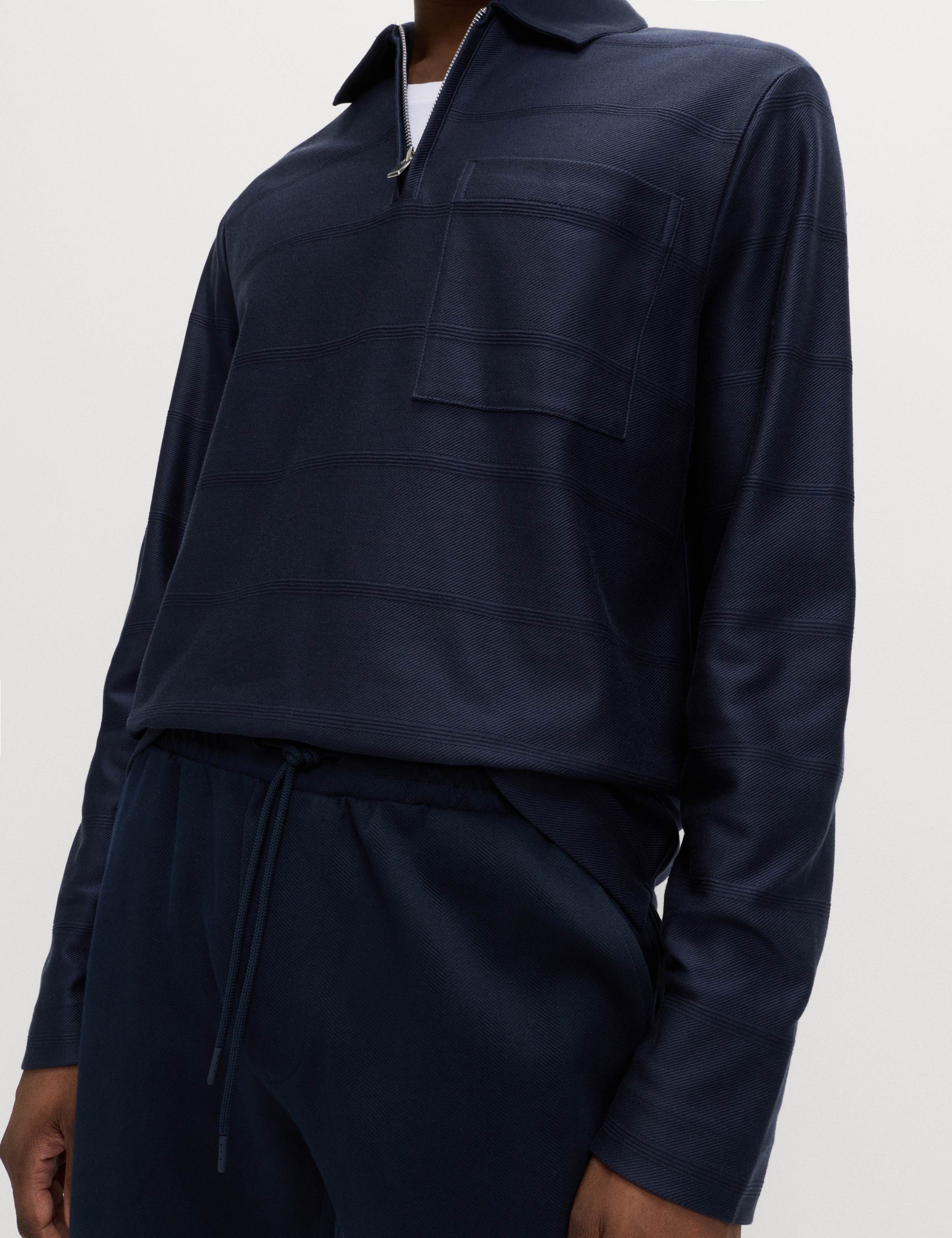 Pure Cotton Textured Half Zip Sweatshirt 4 of 6