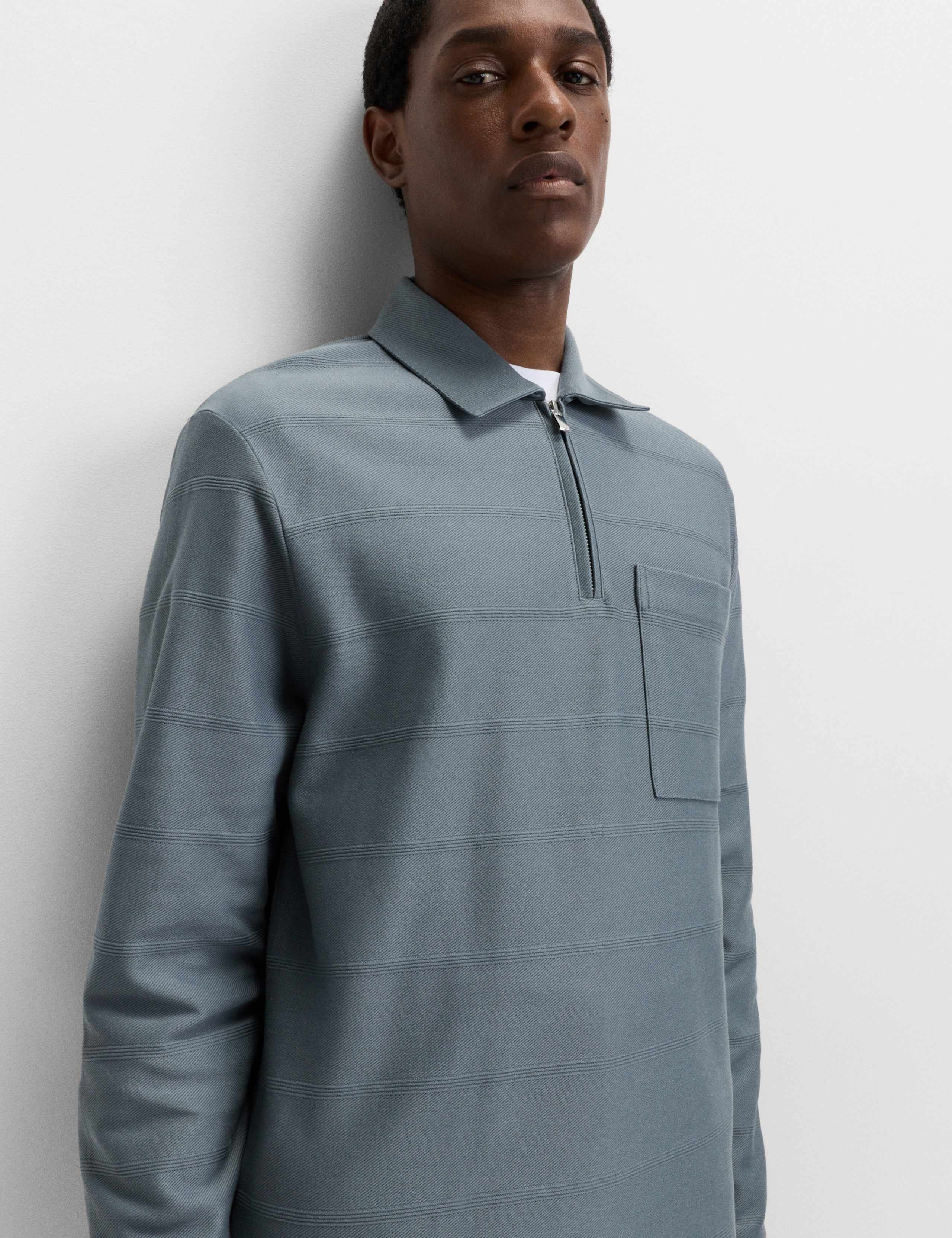 Pure Cotton Textured Half Zip Sweatshirt 1 of 4