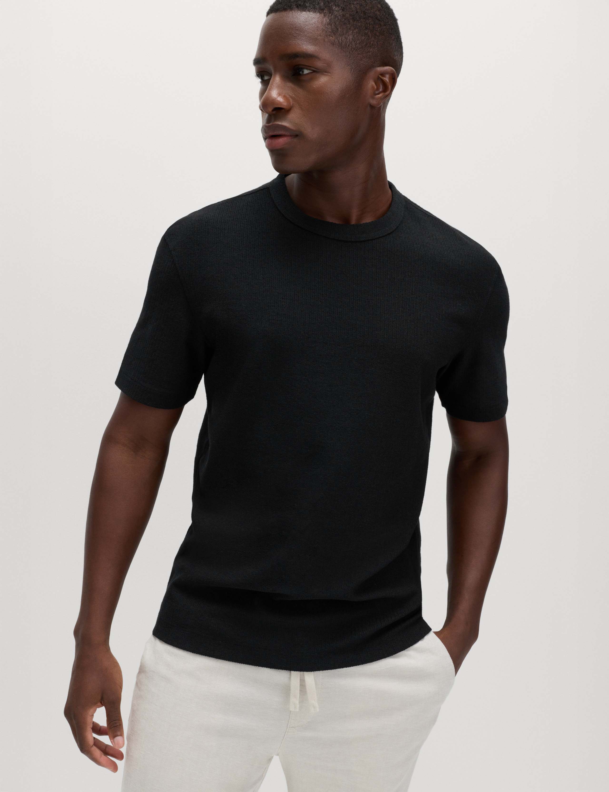 Relaxed Fit Cotton Blend Textured T-Shirt 1 of 6