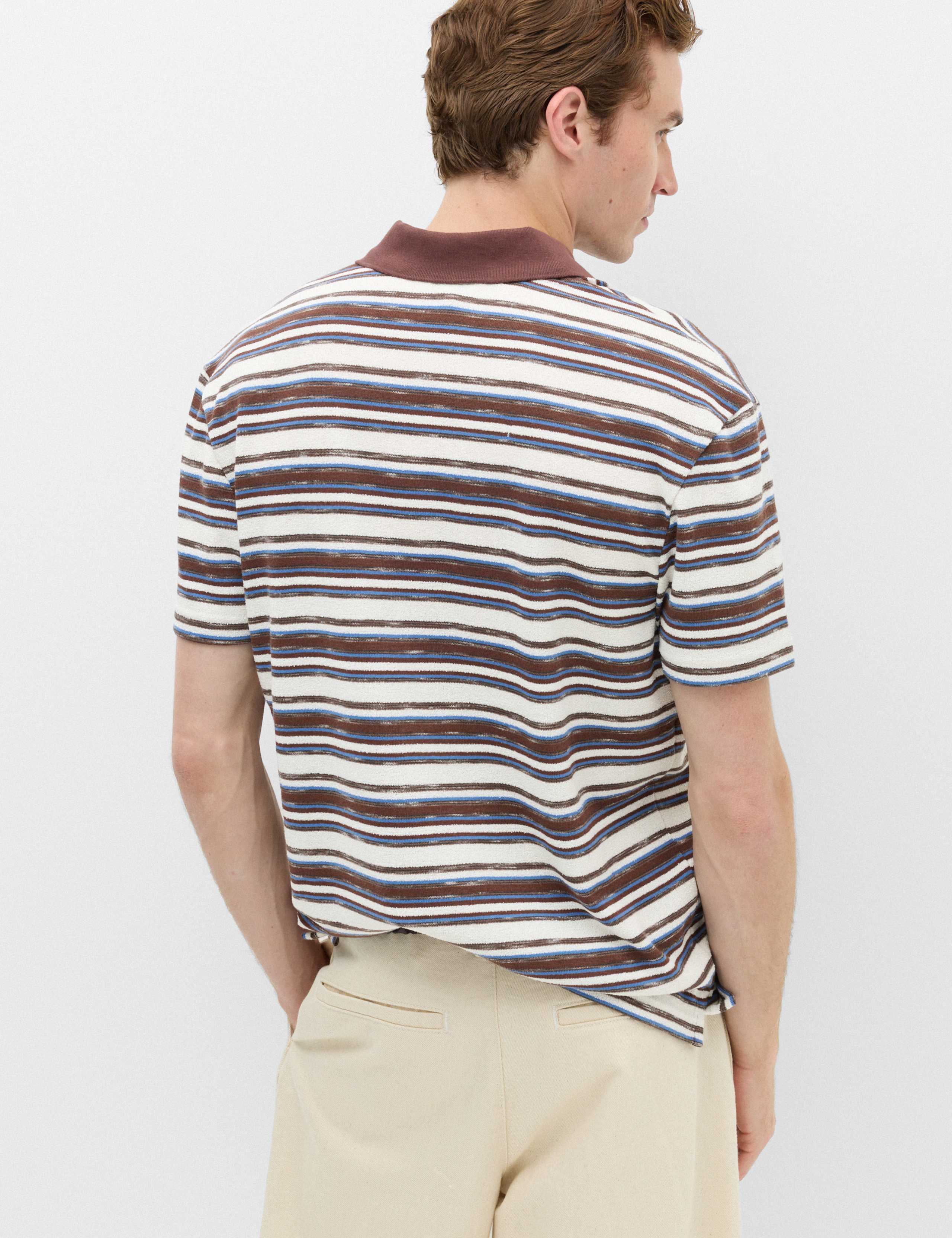 Cotton Blend Crepe Notch Neck Polo Shirt 4 of 5