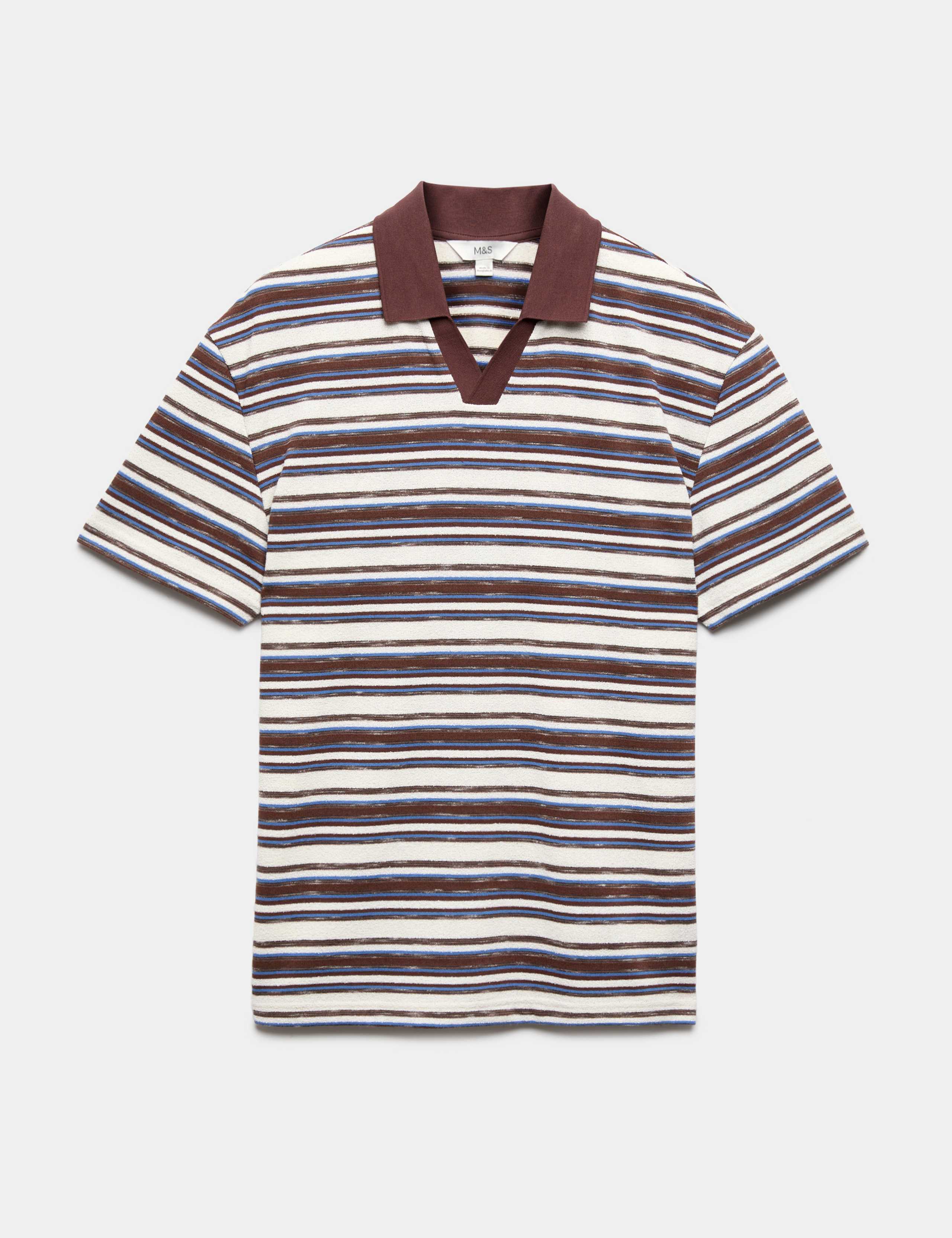 Cotton Blend Crepe Notch Neck Polo Shirt 2 of 5