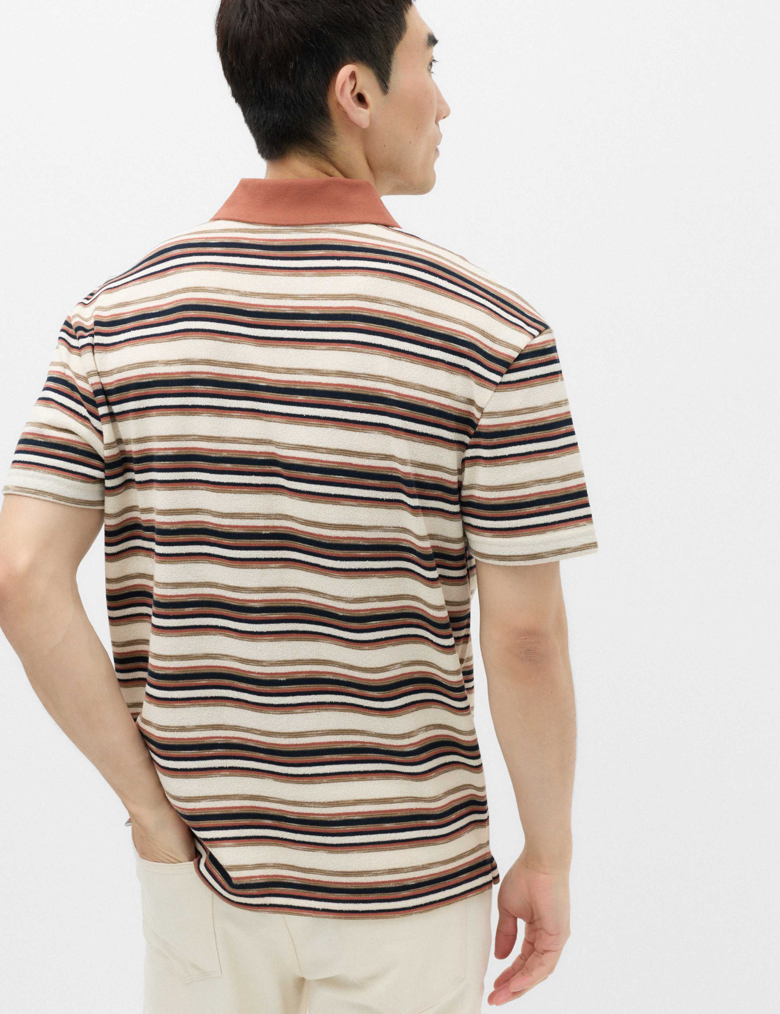Cotton Blend Crepe Notch Neck Polo Shirt 4 of 5