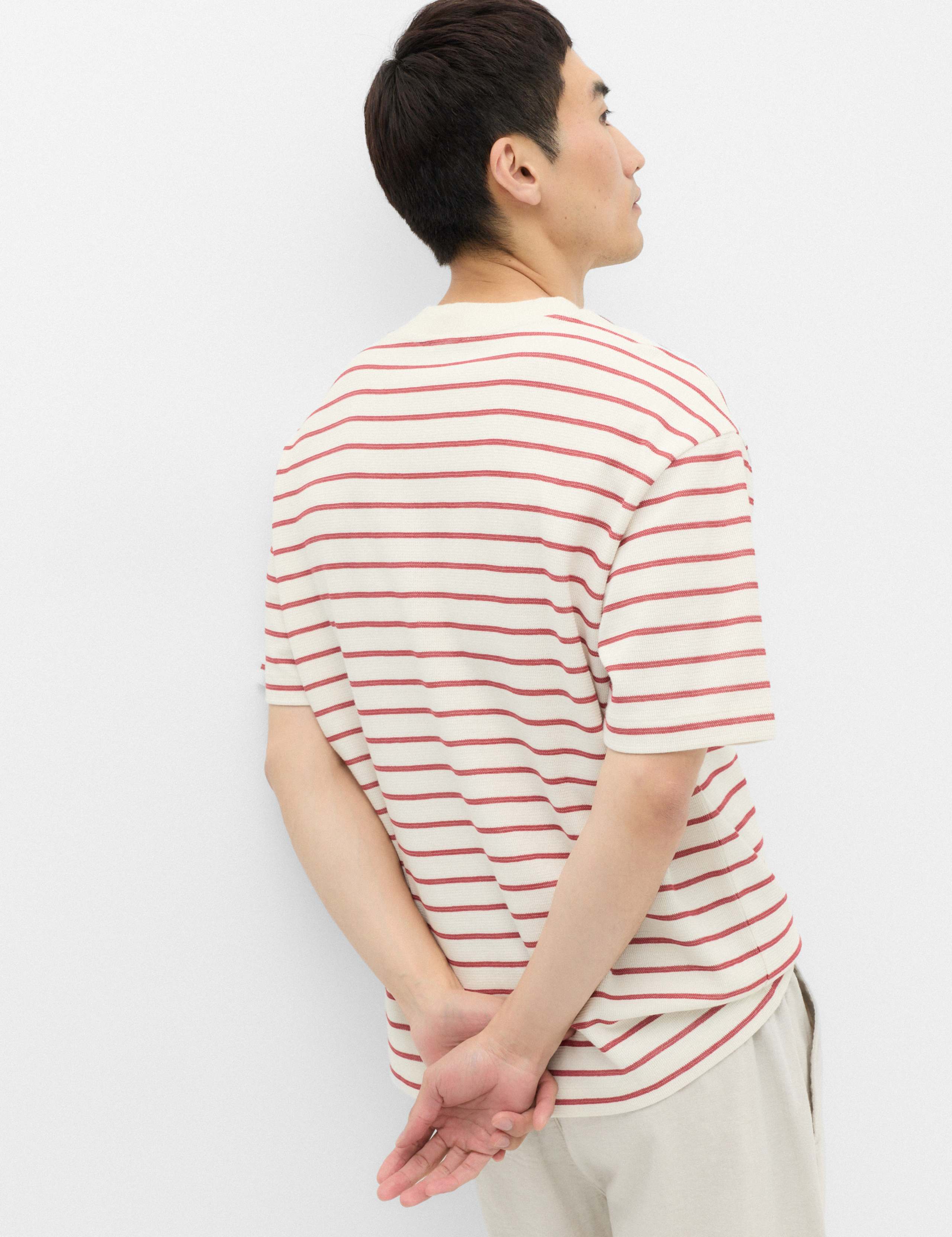 Cotton Rich Textured Breton T-Shirt 4 of 5