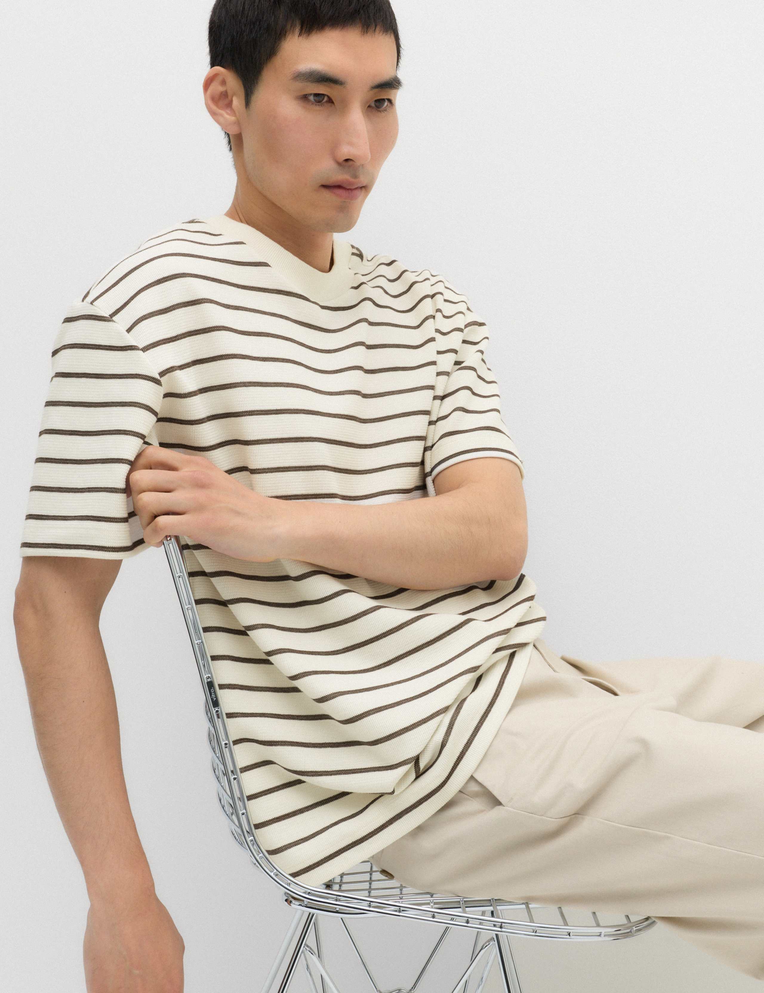 Cotton Rich Textured Breton T-Shirt 6 of 6