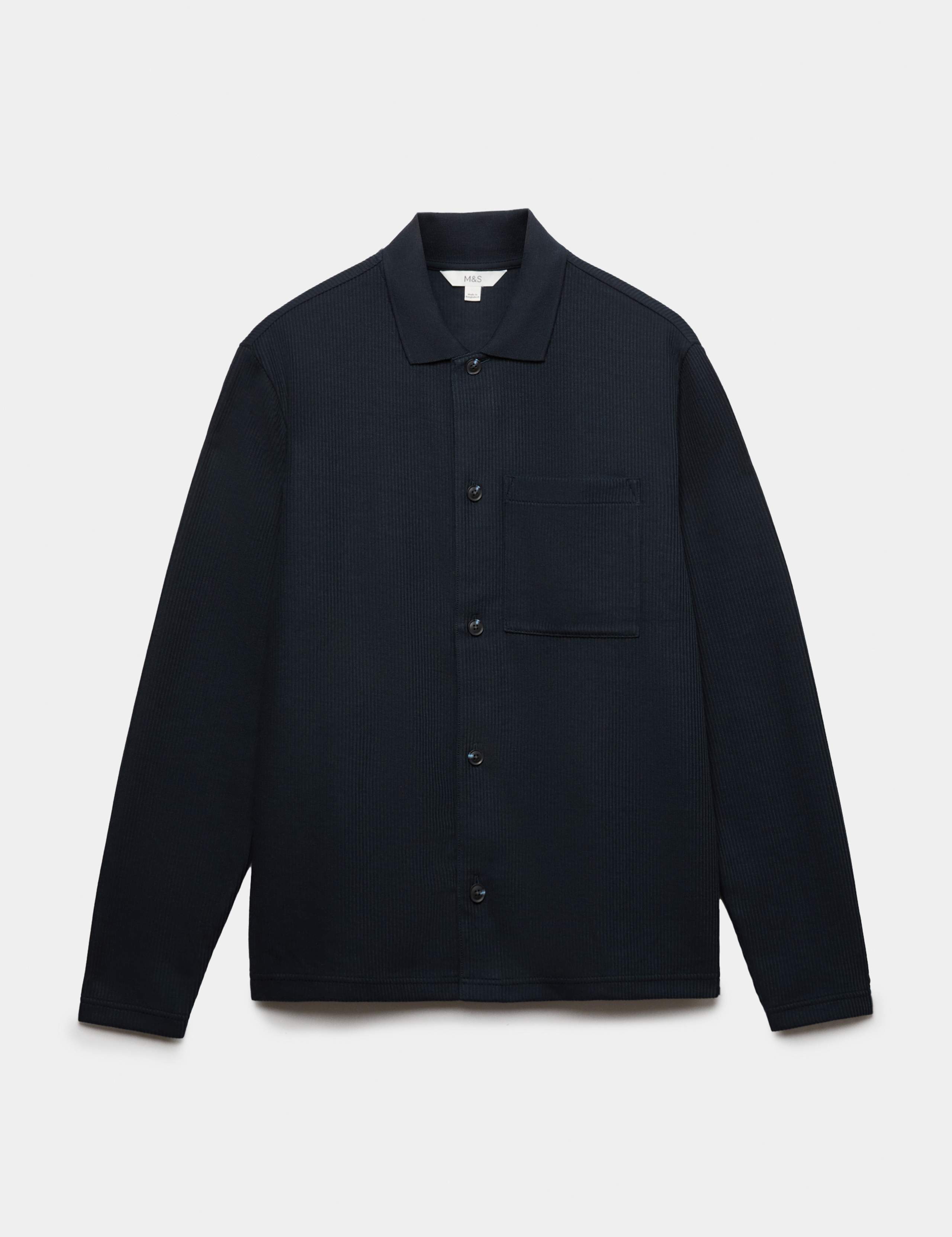 Cotton Blend Ribbed Overshirt 2 of 6