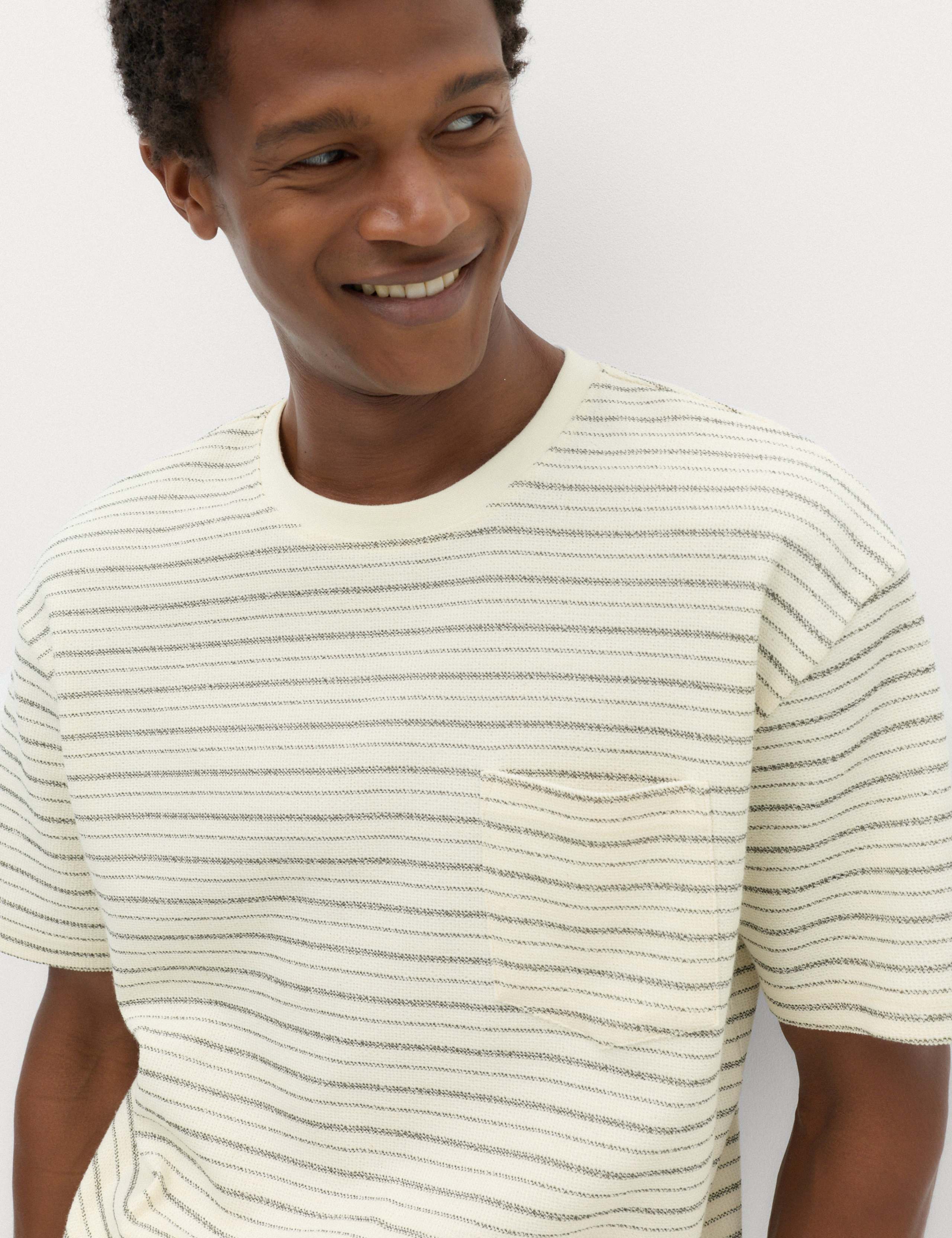 Cotton Rich Textured Striped T-Shirt 3 of 5