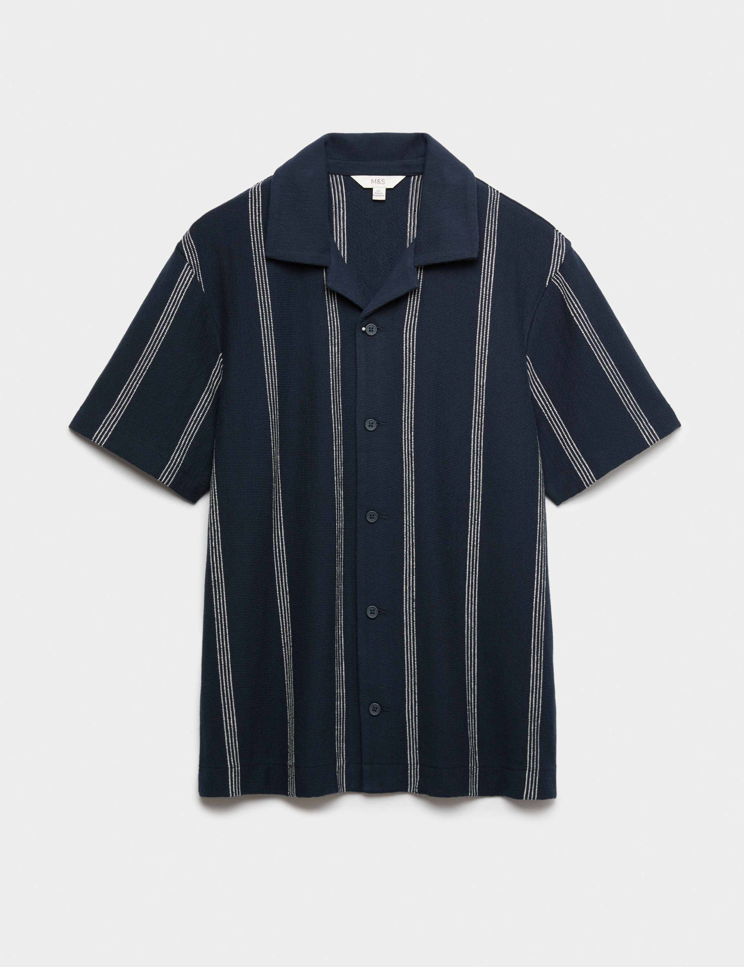 Pure Cotton Striped Revere Polo Shirt 2 of 5
