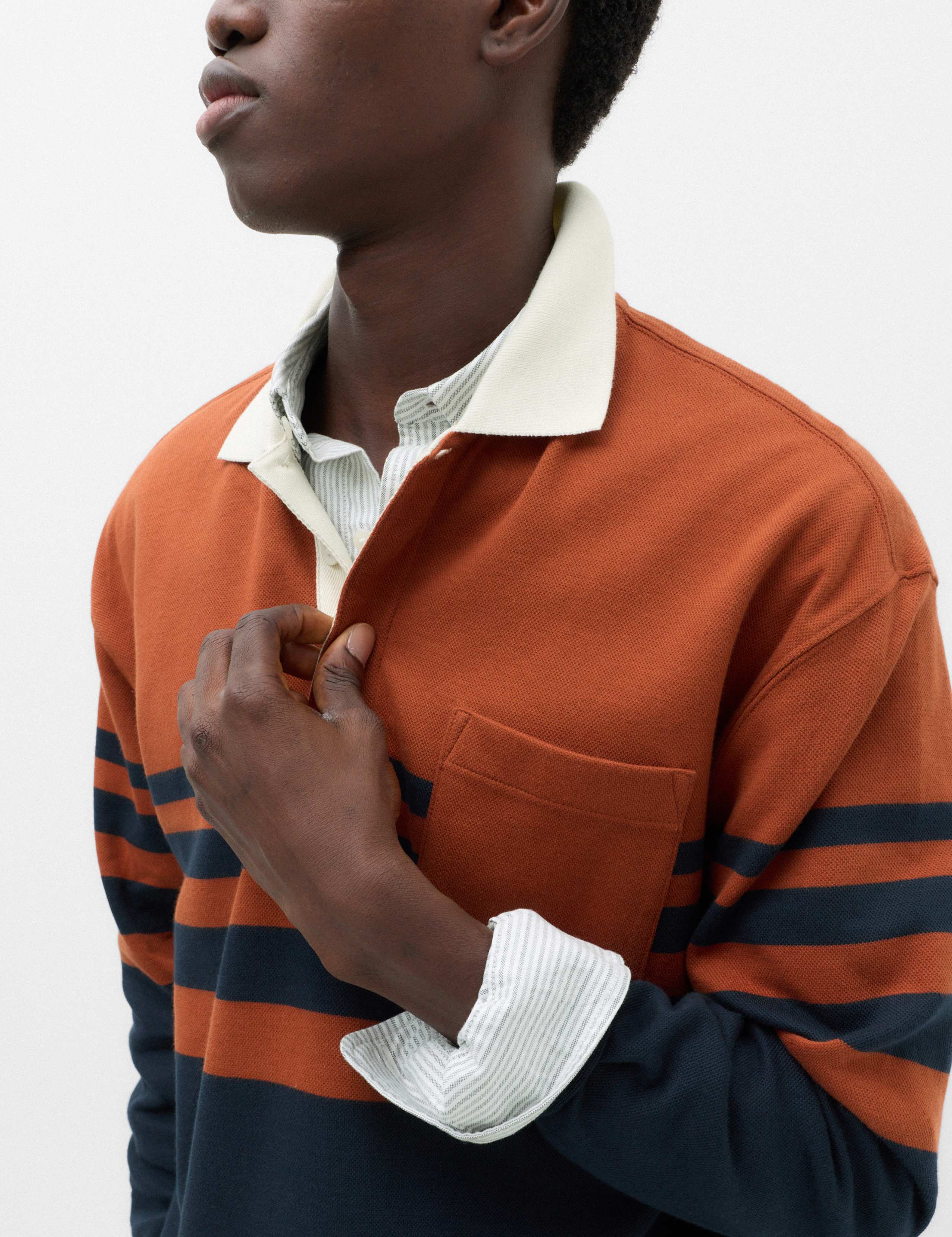 Cotton Rich Striped Long Sleeve Rugby Shirt 4 of 5