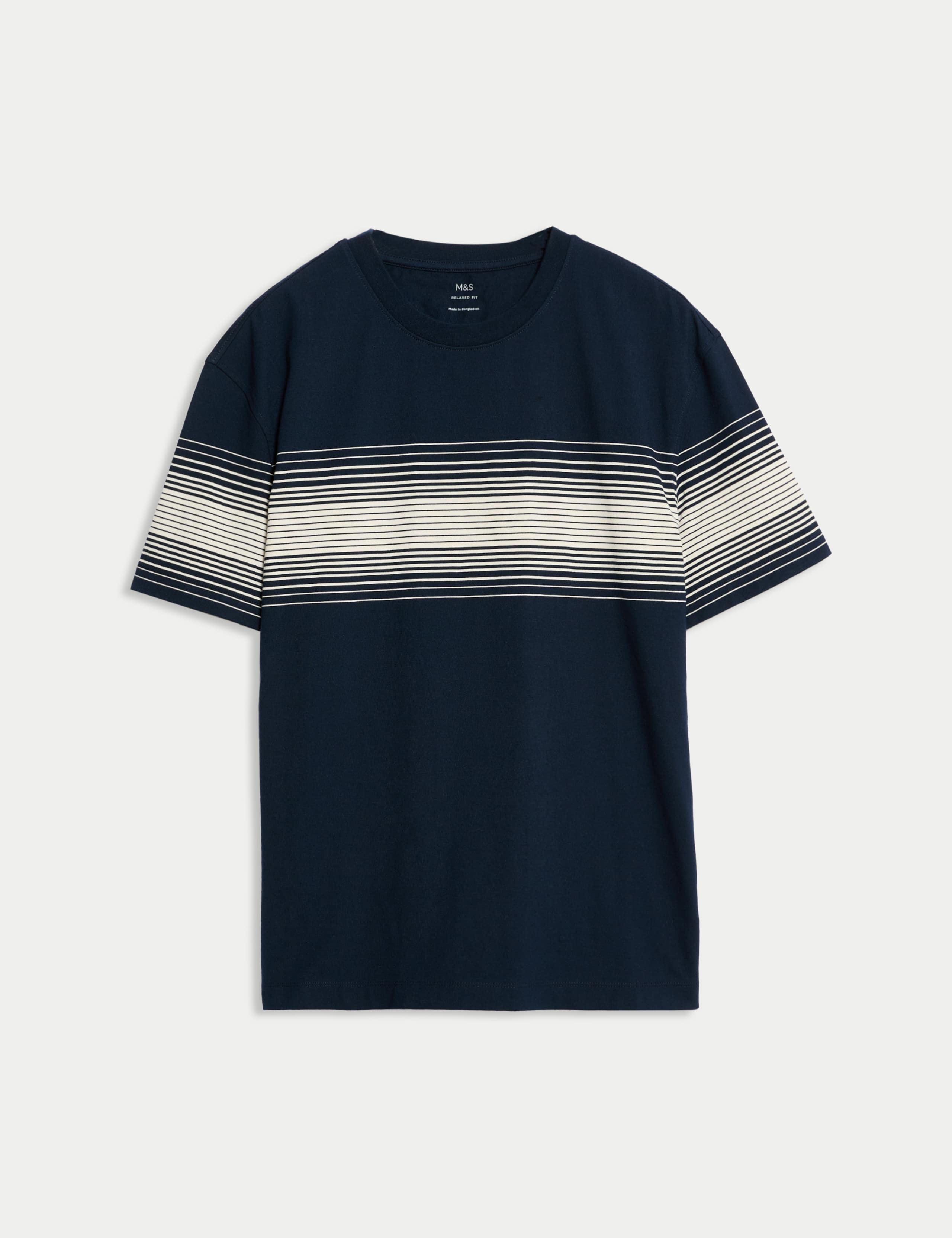 Pure Cotton Chest Stripe Crew Neck T-Shirt 2 of 5