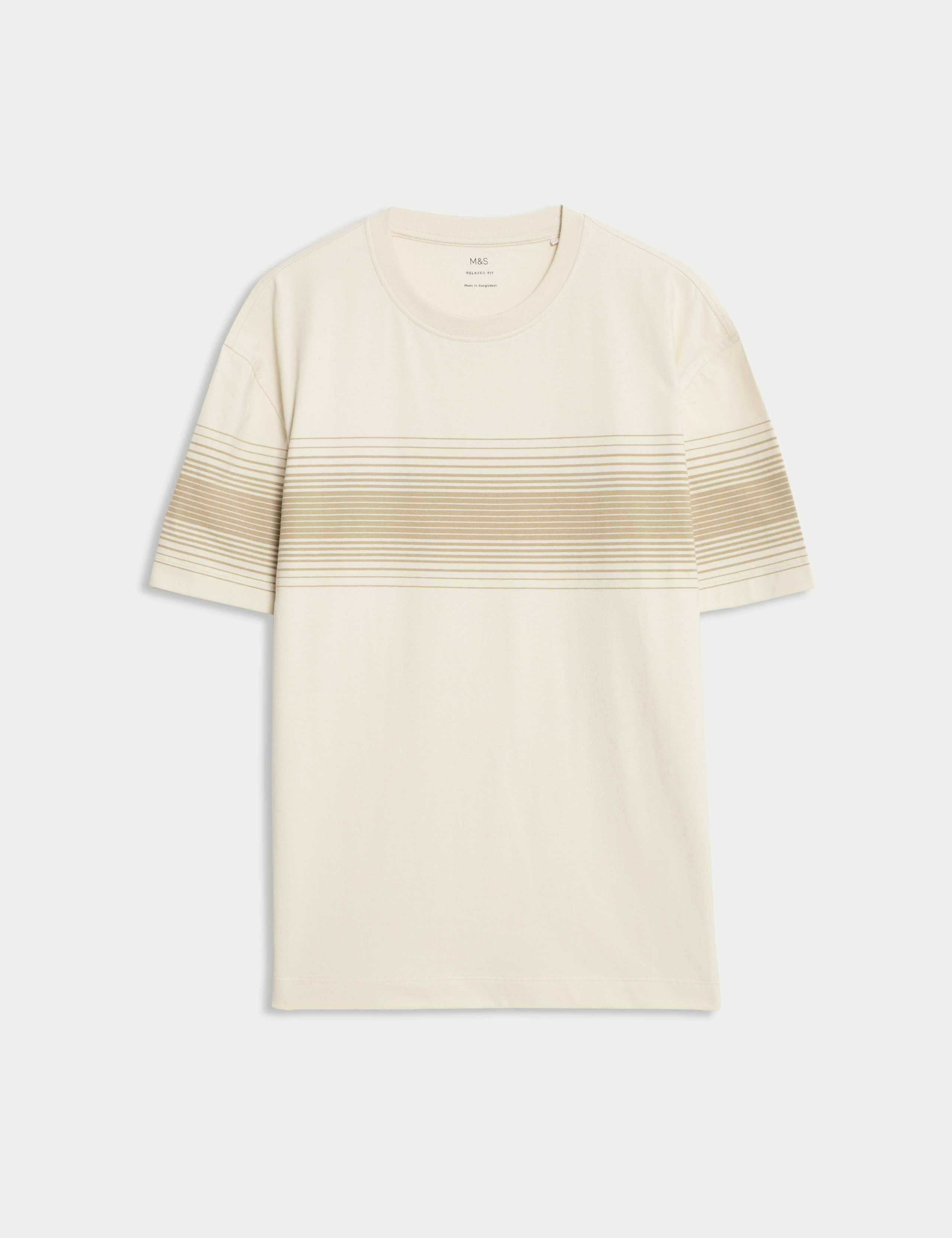 Pure Cotton Chest Stripe Crew Neck T-Shirt 2 of 5