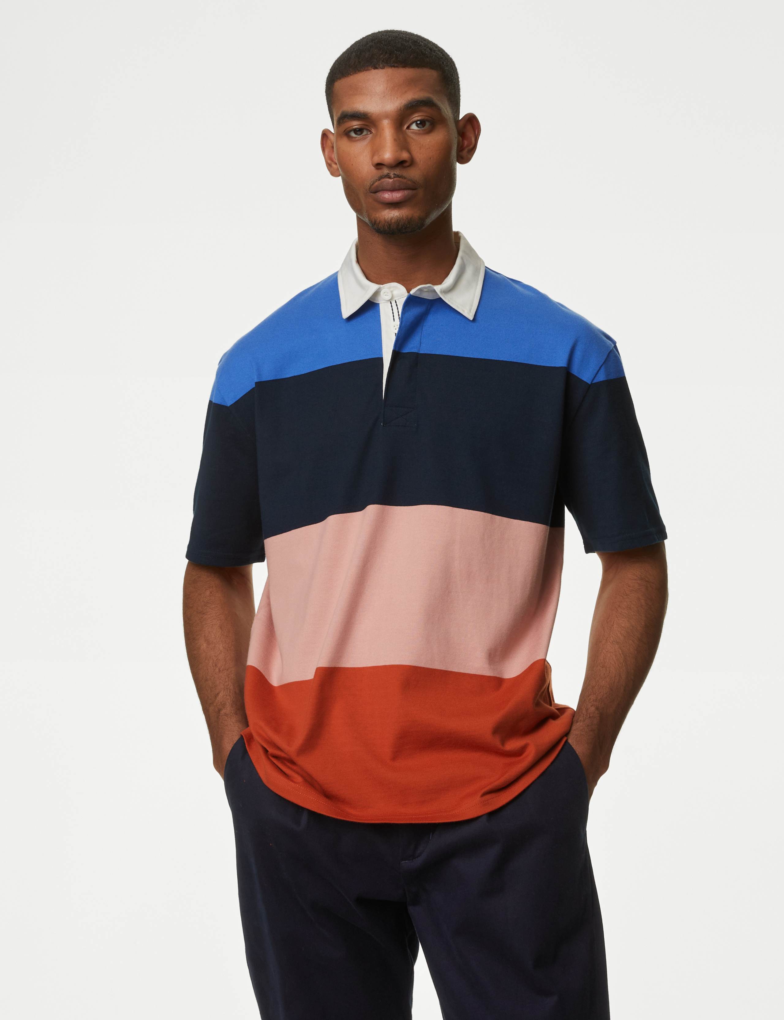 Oversized Pure Cotton Short Sleeve Rugby Shirt 1 of 5