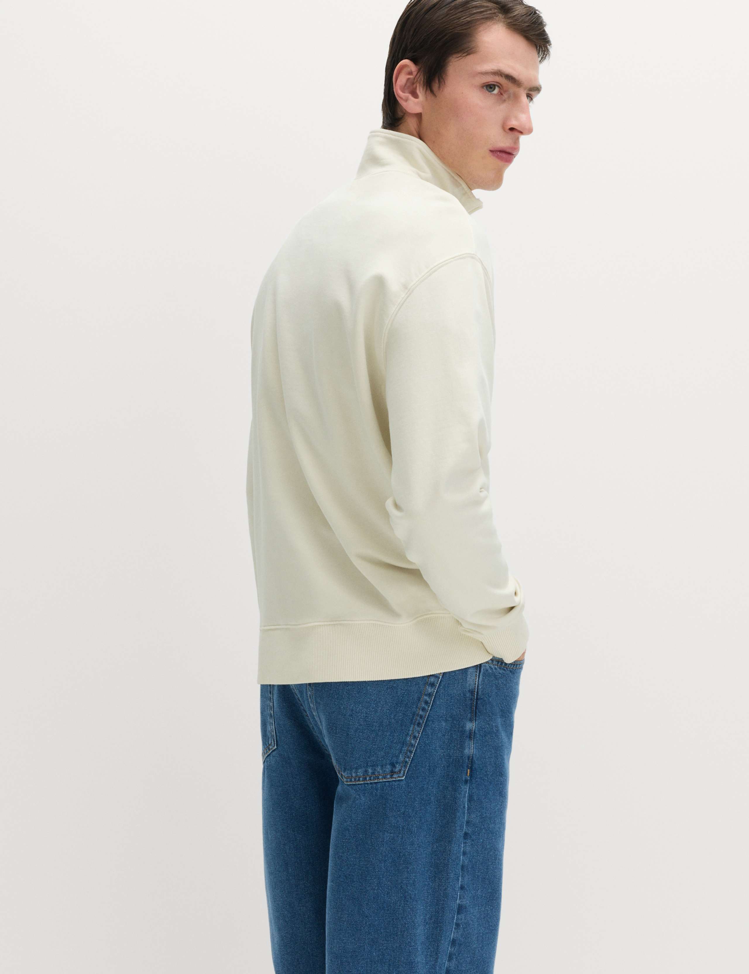 Pure Cotton Garment Dye Half Zip Sweatshirt 4 of 6