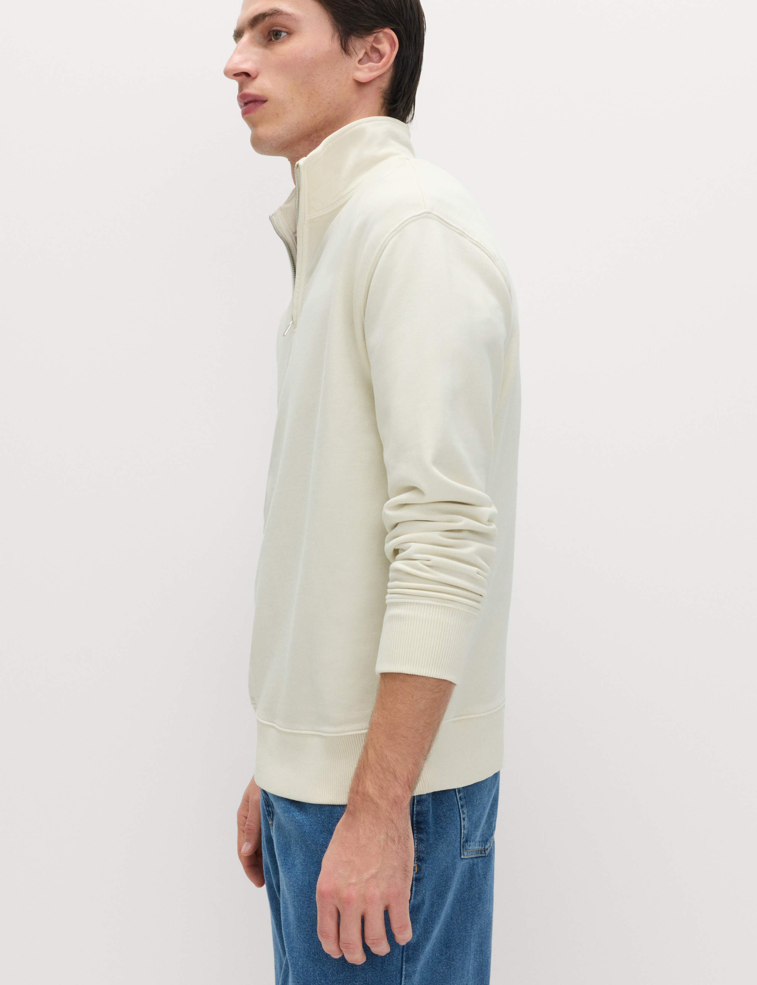 Pure Cotton Garment Dye Half Zip Sweatshirt 6 of 6