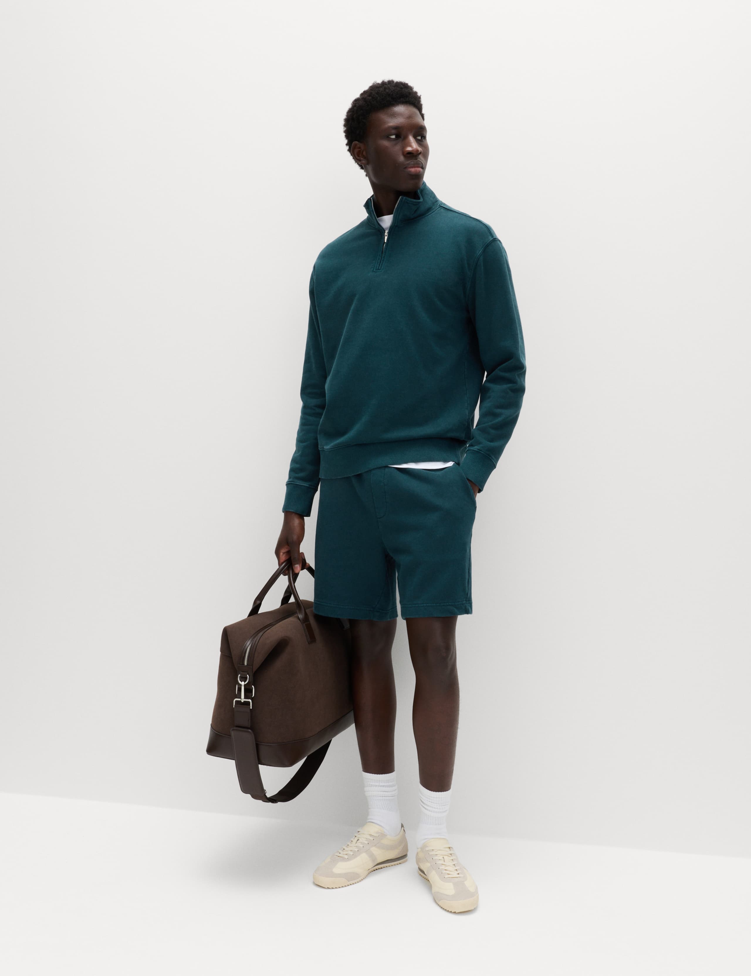 Pure Cotton Garment Dye Half Zip Sweatshirt 3 of 7