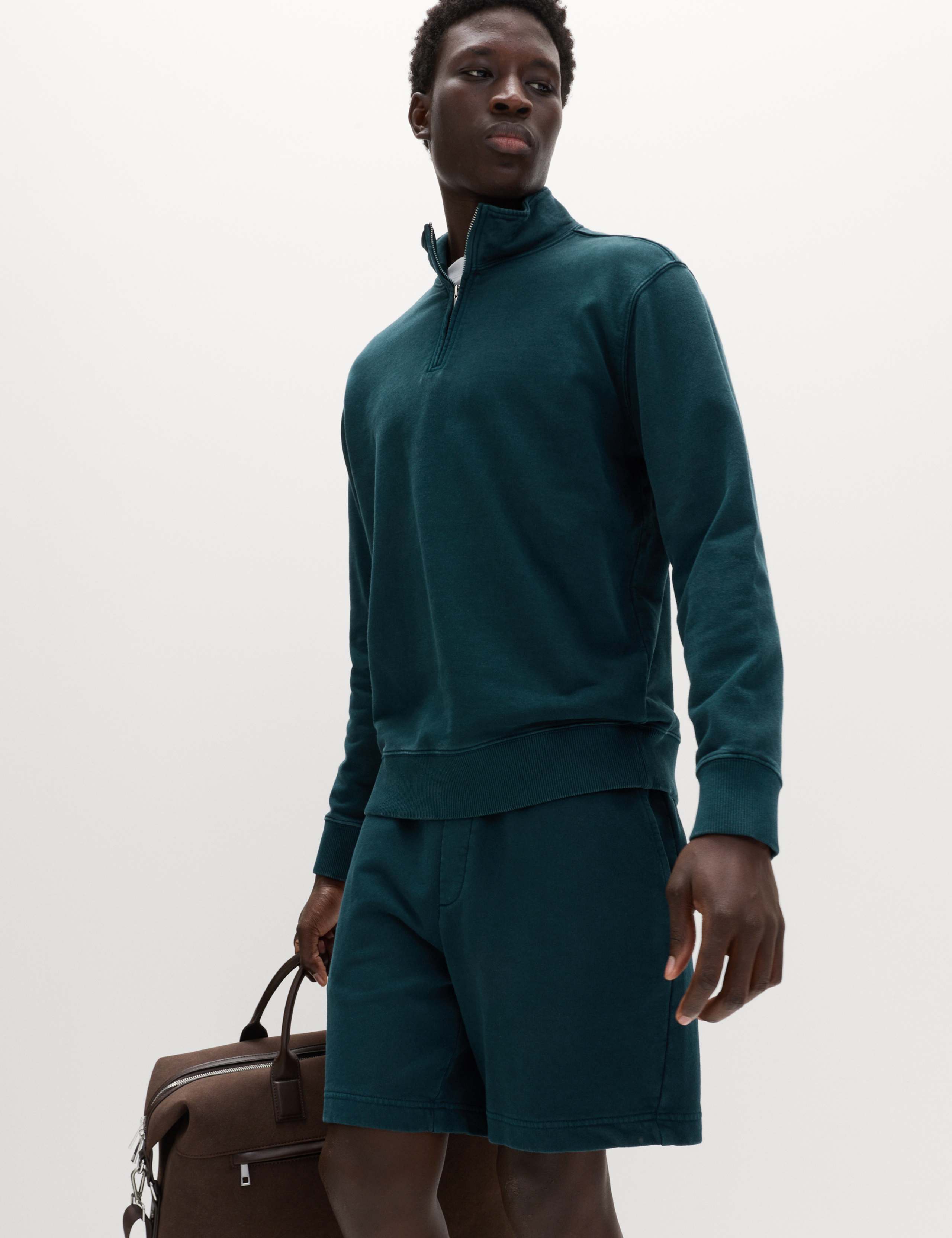 Pure Cotton Garment Dye Half Zip Sweatshirt 5 of 7