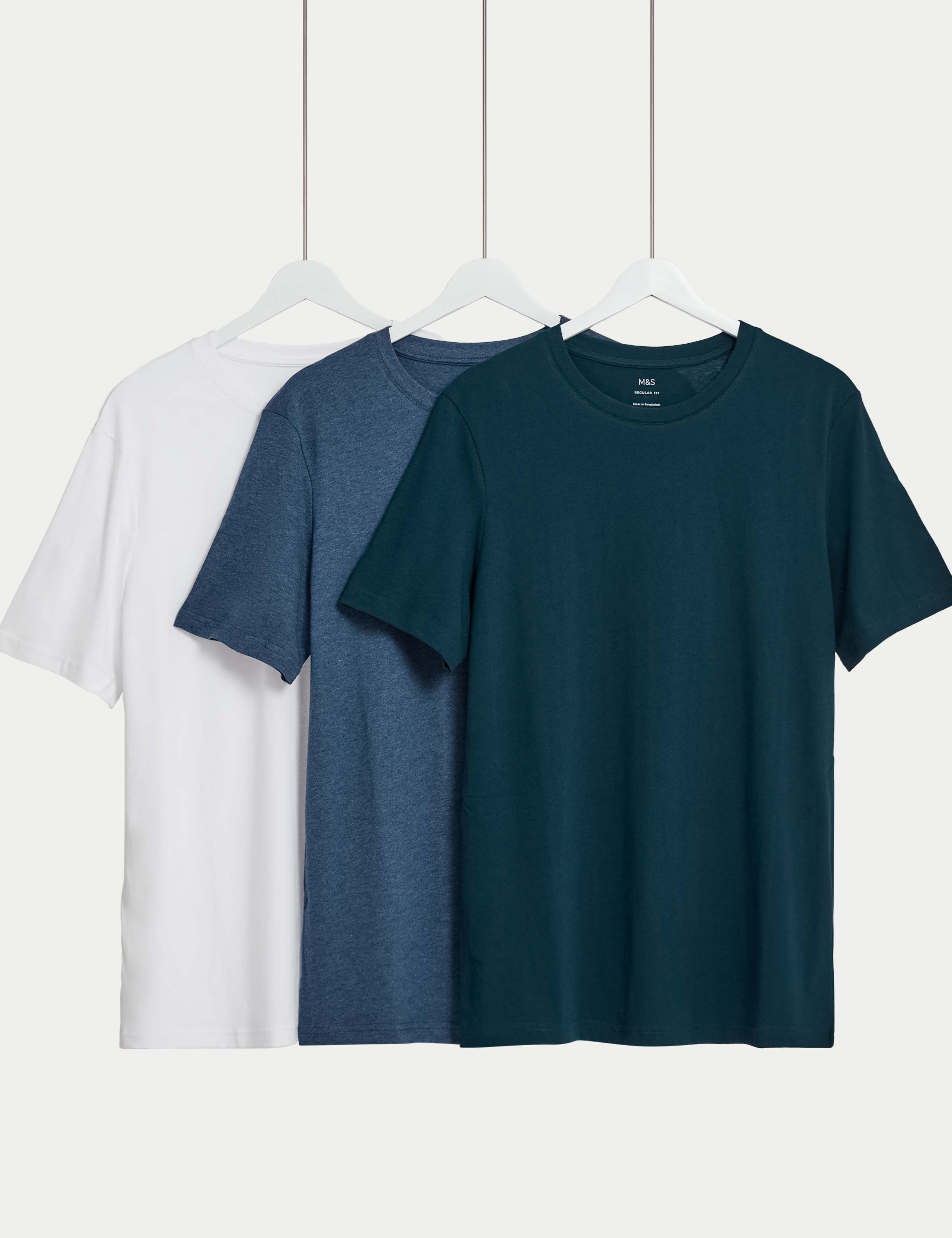 3 Pack Pure Cotton Crew Neck T-Shirts 1 of 5
