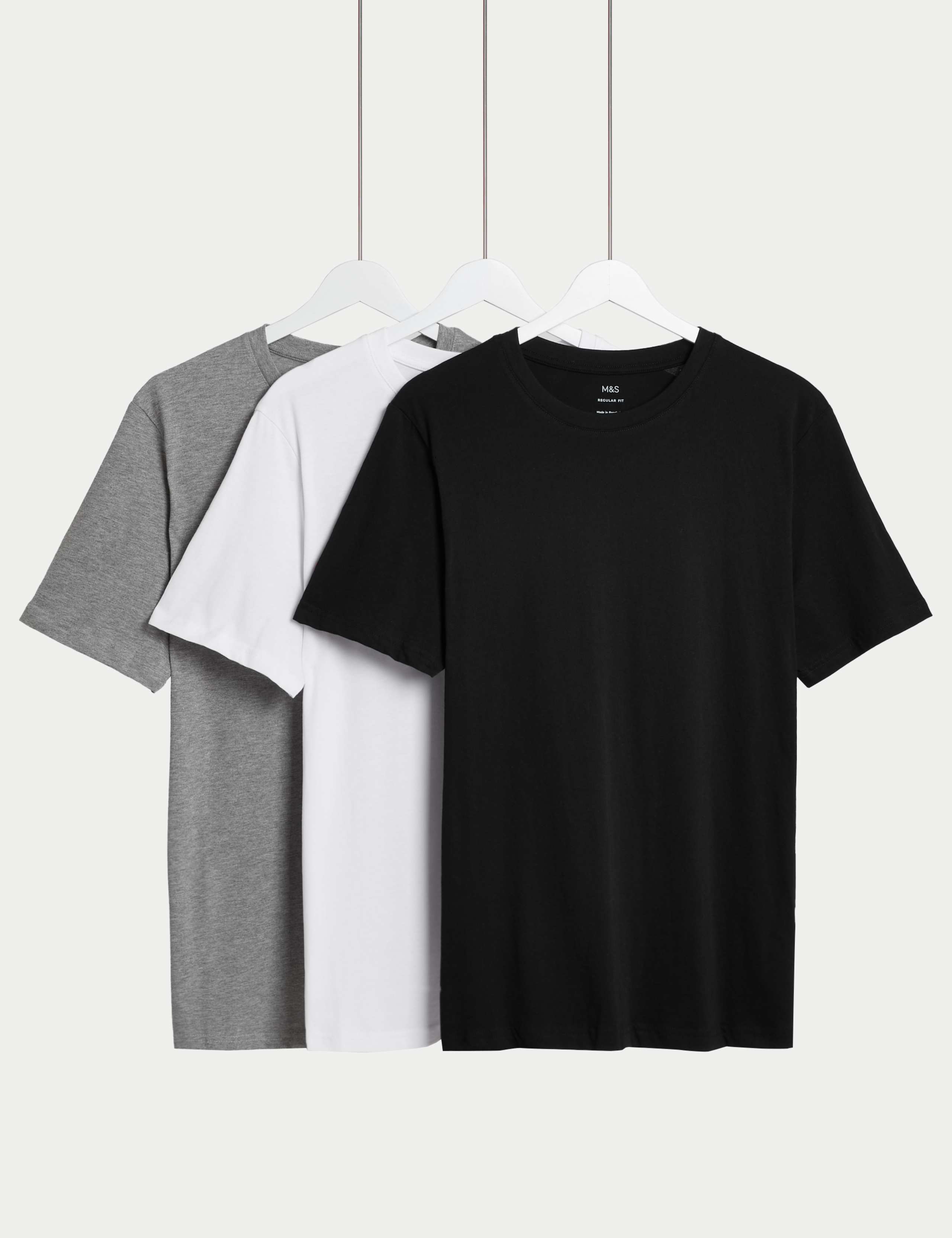 3 Pack Pure Cotton Crew Neck T-Shirts 1 of 5