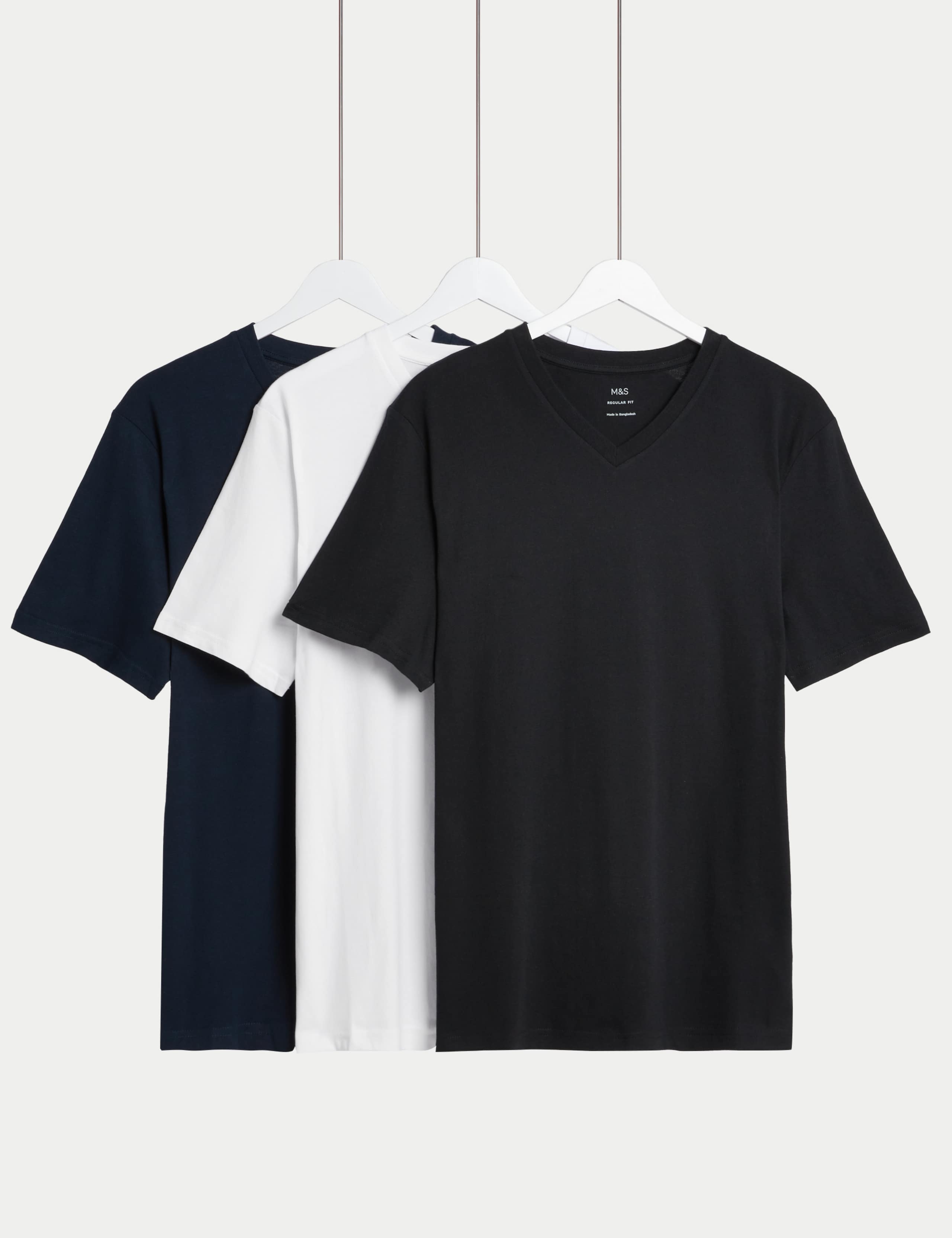 3 Pack Pure Cotton V-Neck T-Shirts 1 of 1