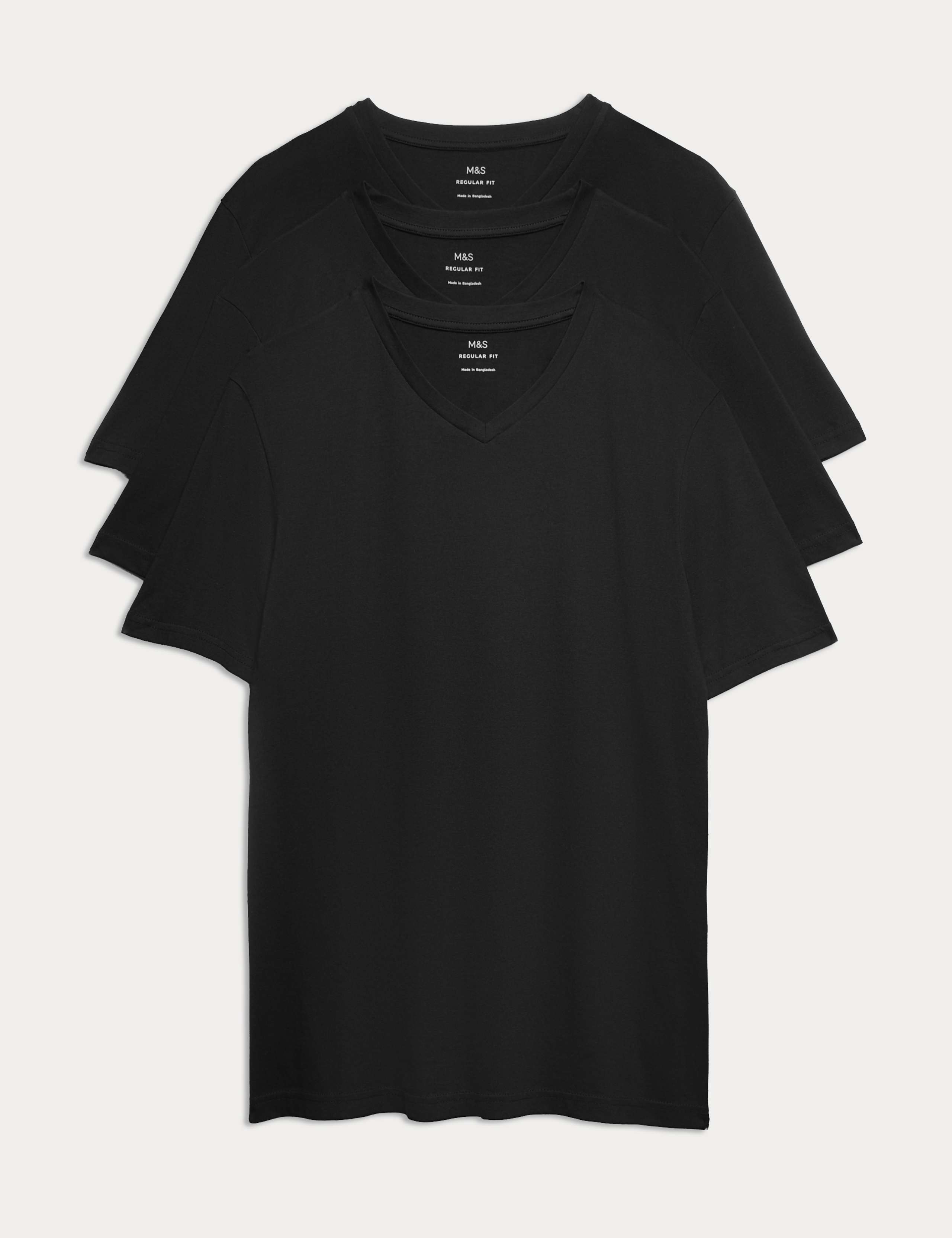 3 Pack Pure Cotton V-Neck T-Shirts 1 of 5