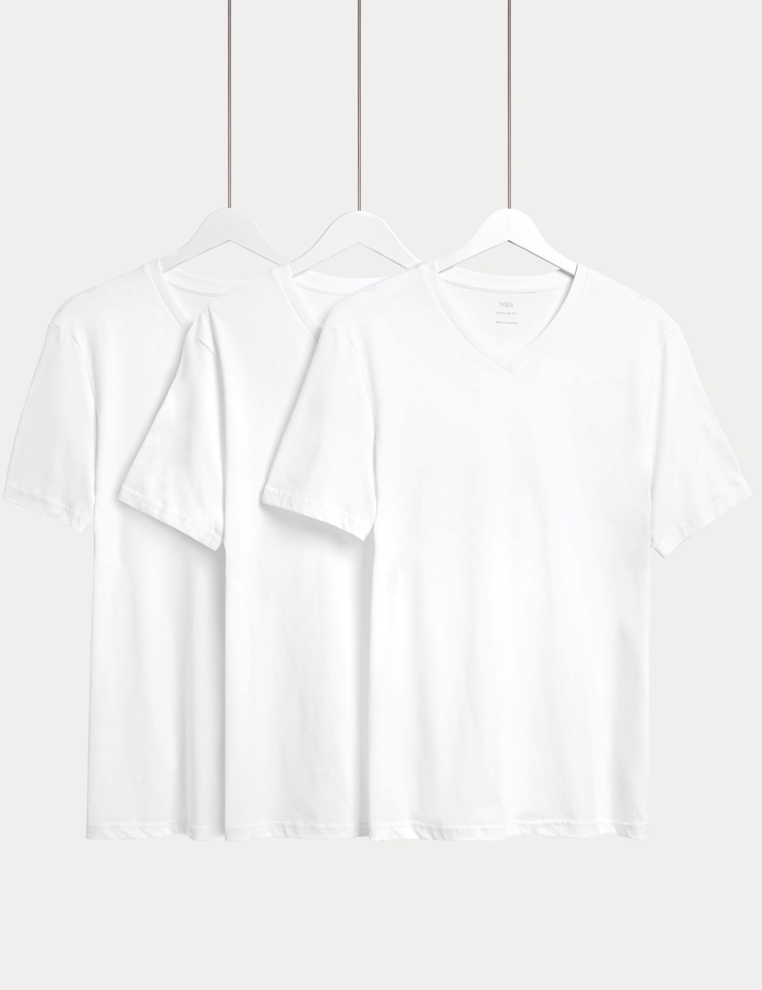 3 Pack Pure Cotton V-Neck T-Shirts 1 of 5