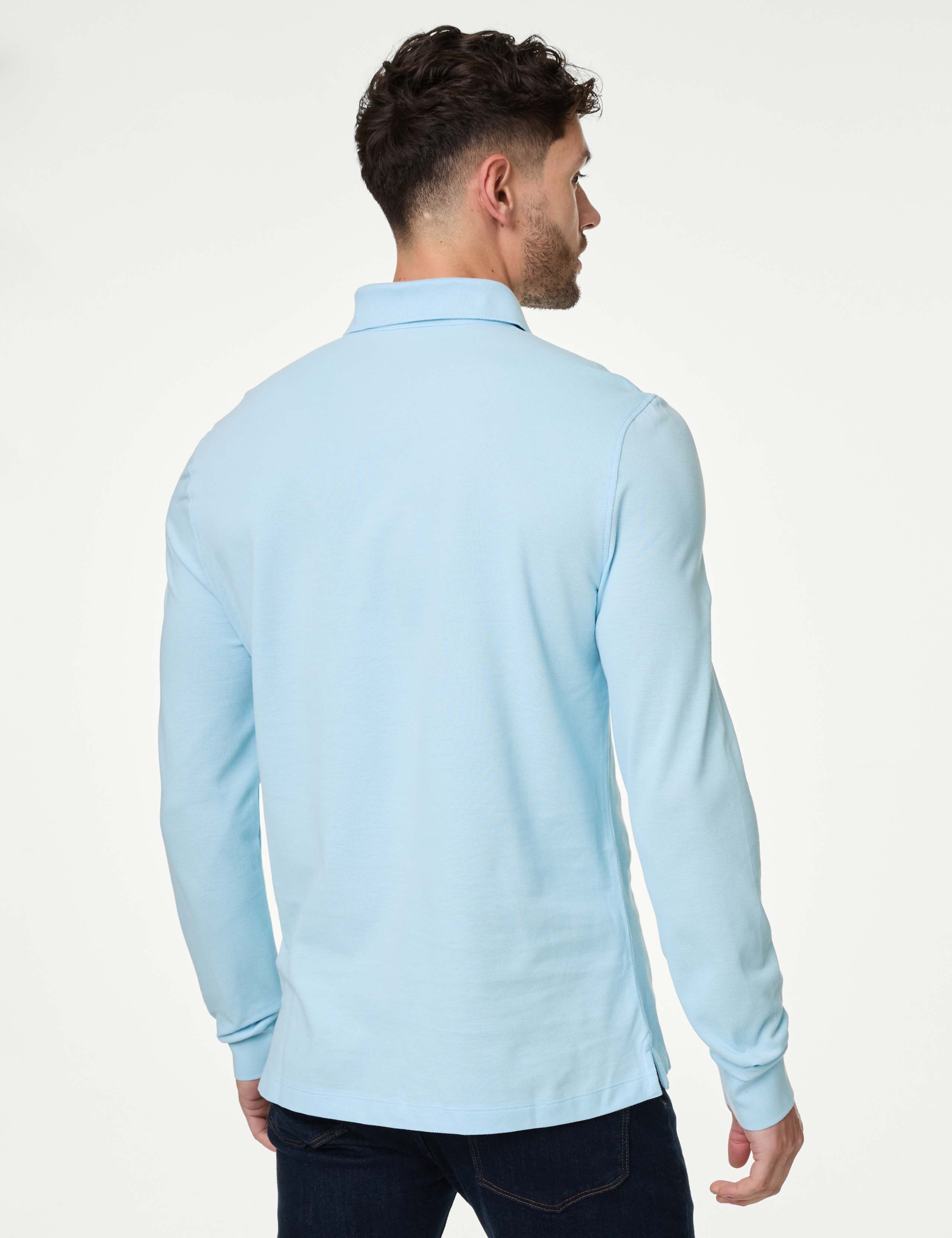 2pk Pure Cotton Long Sleeve Polo Shirts 5 of 5