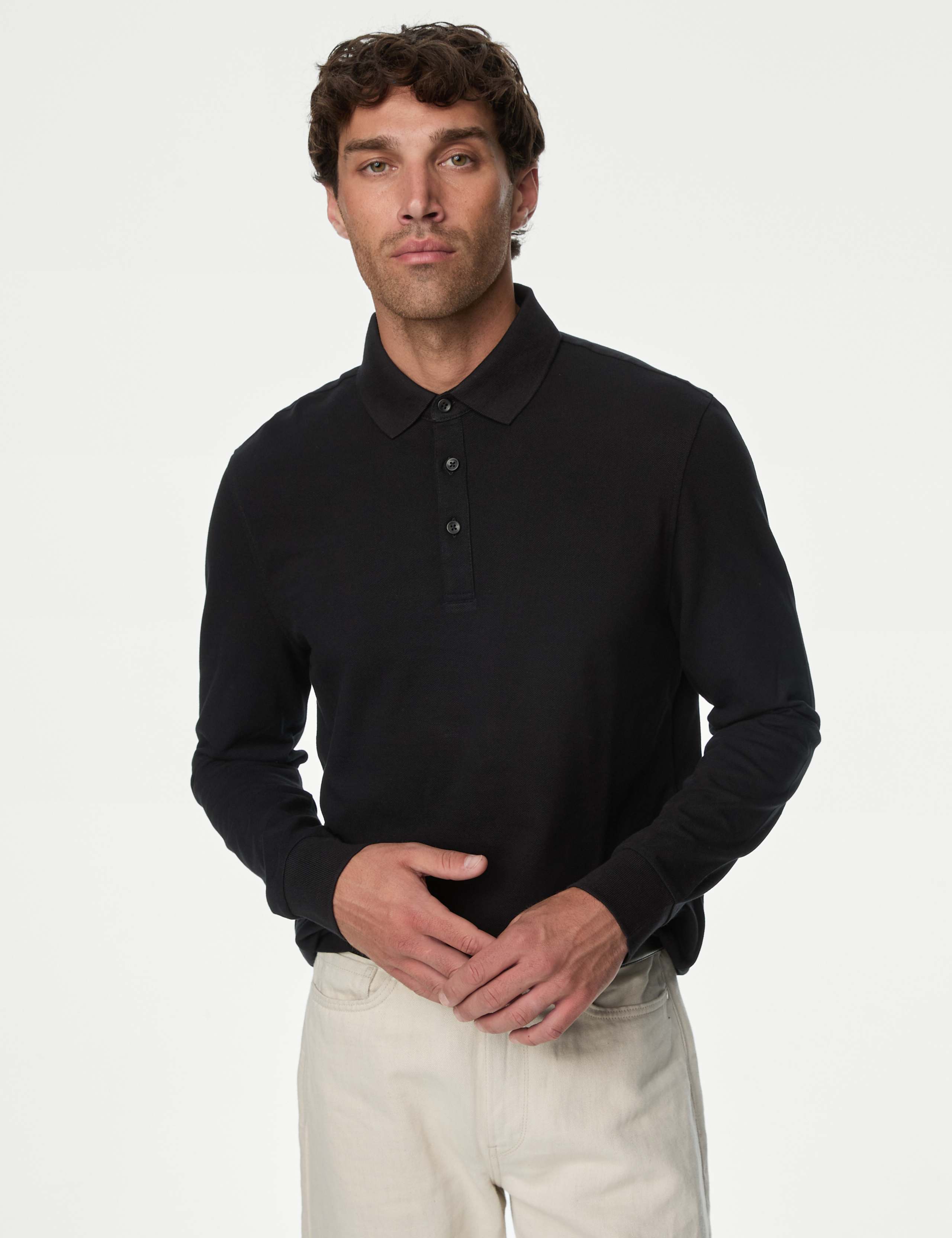2 Pack Pure Cotton Long Sleeve Polo Shirts 2 of 6