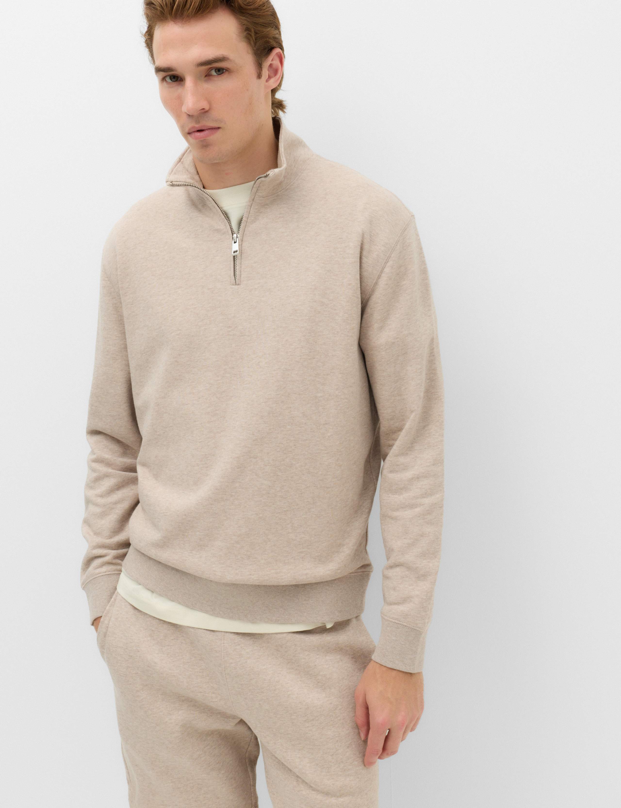 Cotton Rich Loopback Half Zip Sweatshirt 1 of 5