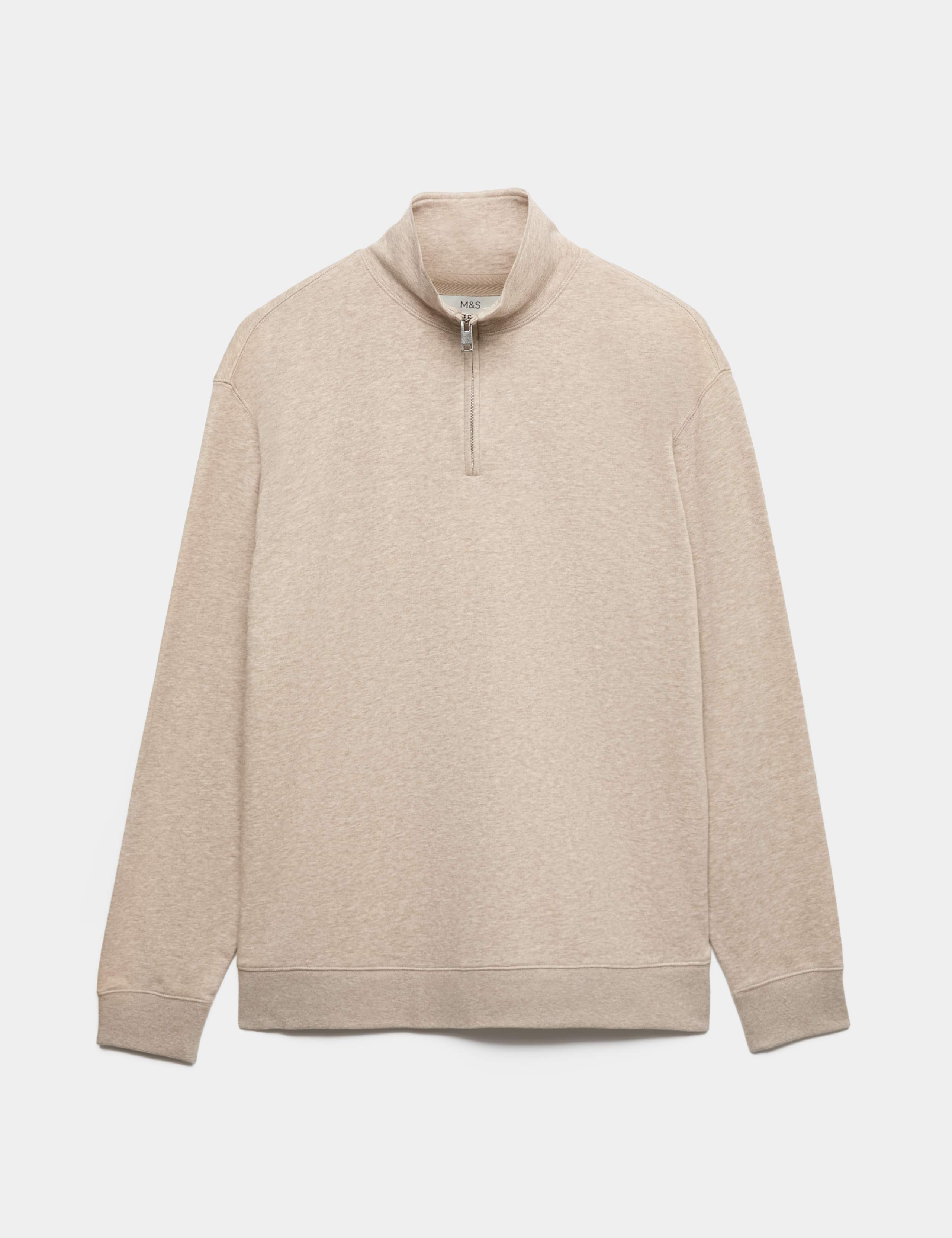 Cotton Rich Loopback Half Zip Sweatshirt 2 of 5