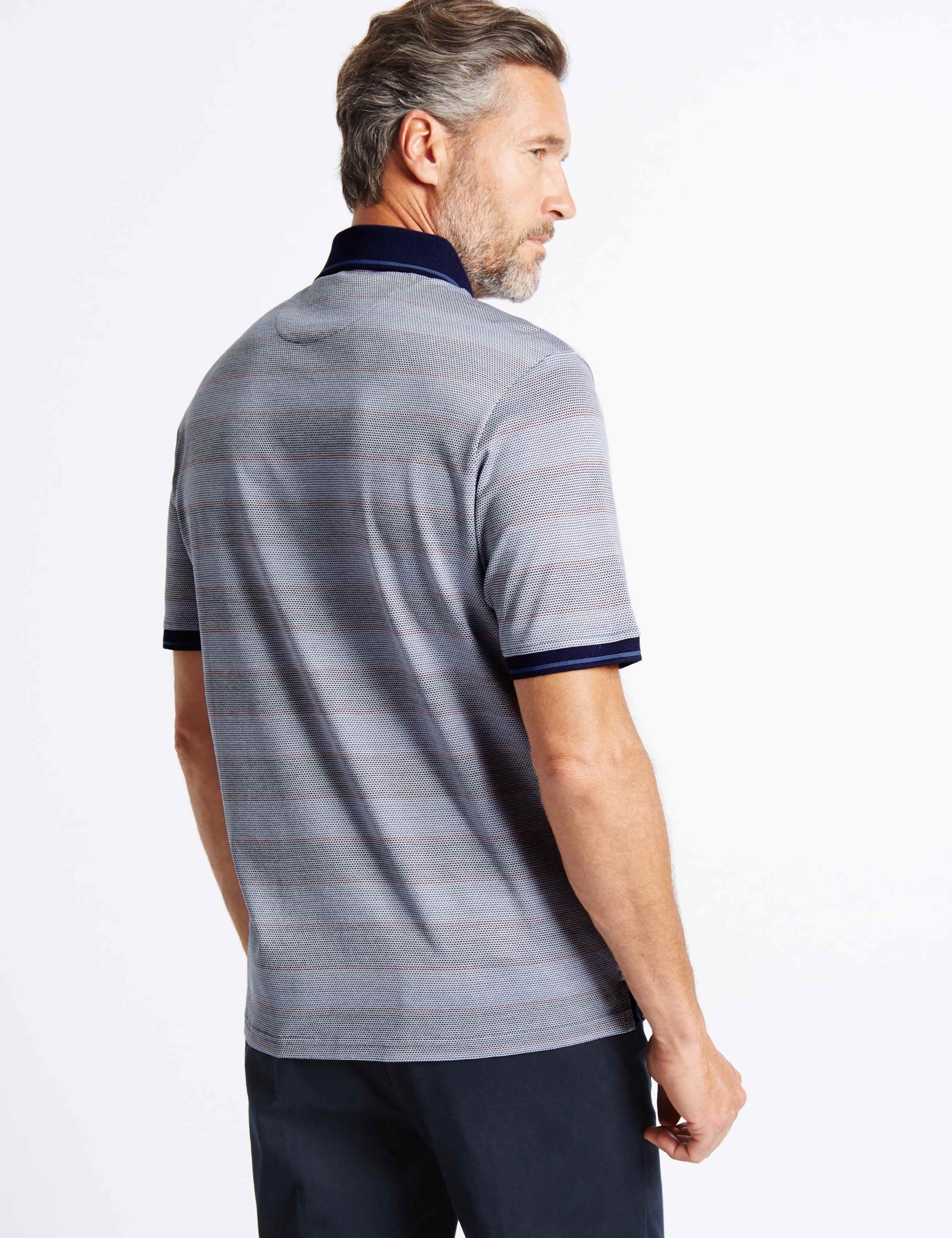 Pure Cotton Striped Polo Shirt 3 of 3