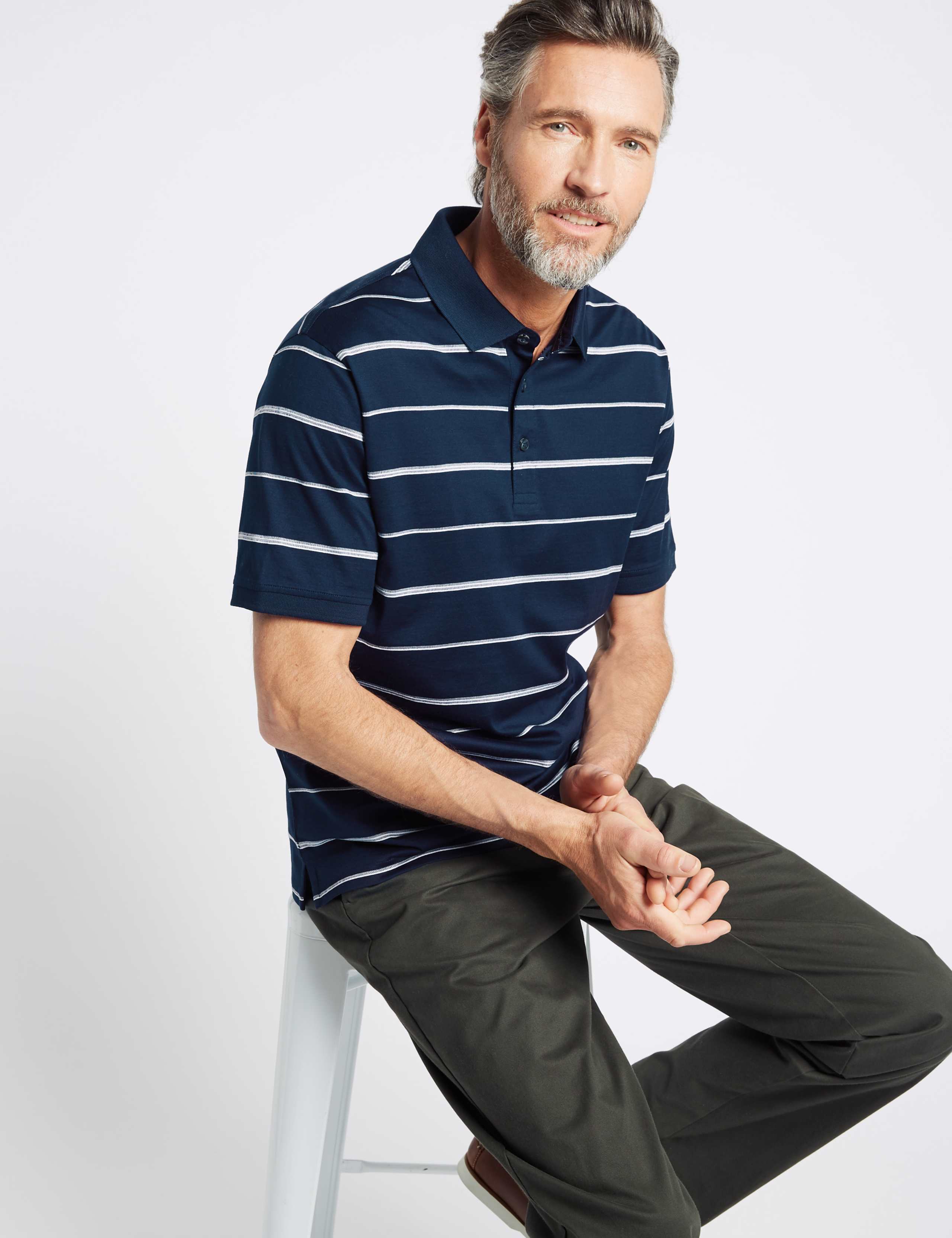 Pure Cotton Striped Polo Shirt 2 of 3