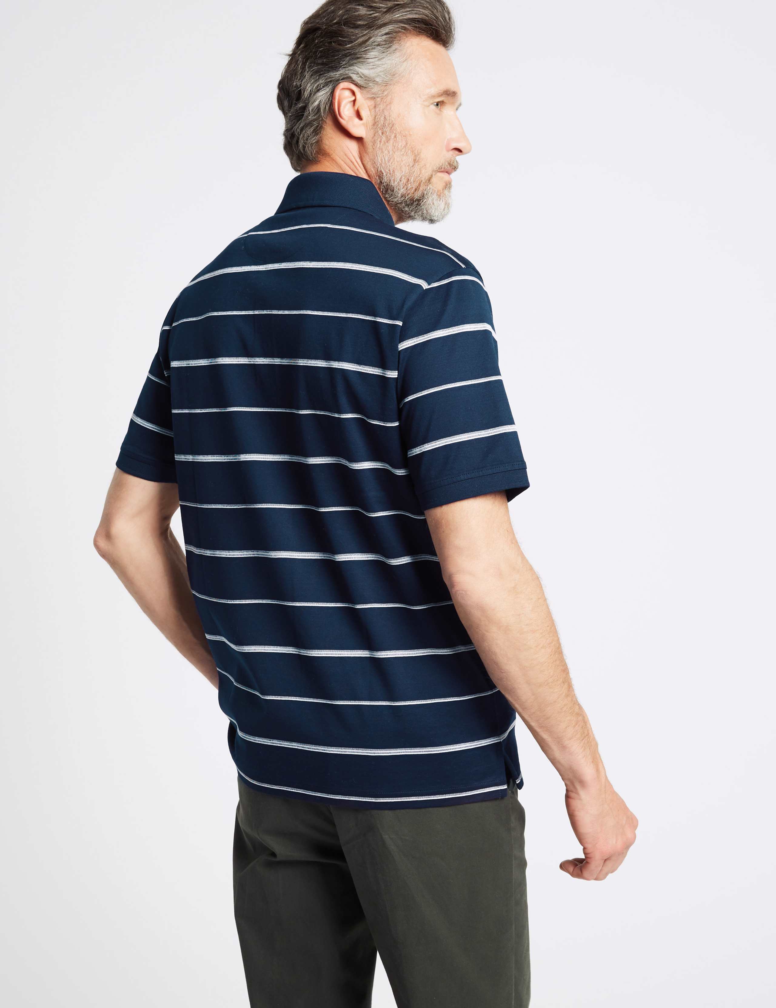 Pure Cotton Striped Polo Shirt 3 of 3