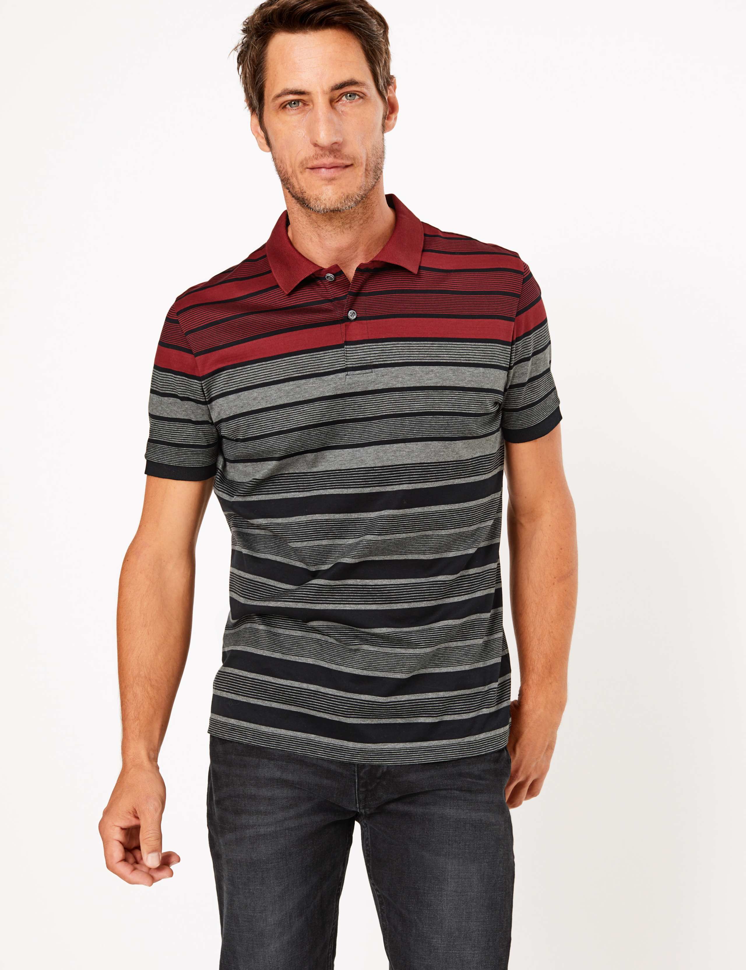 Pure Cotton Striped Polo Shirt 3 of 4