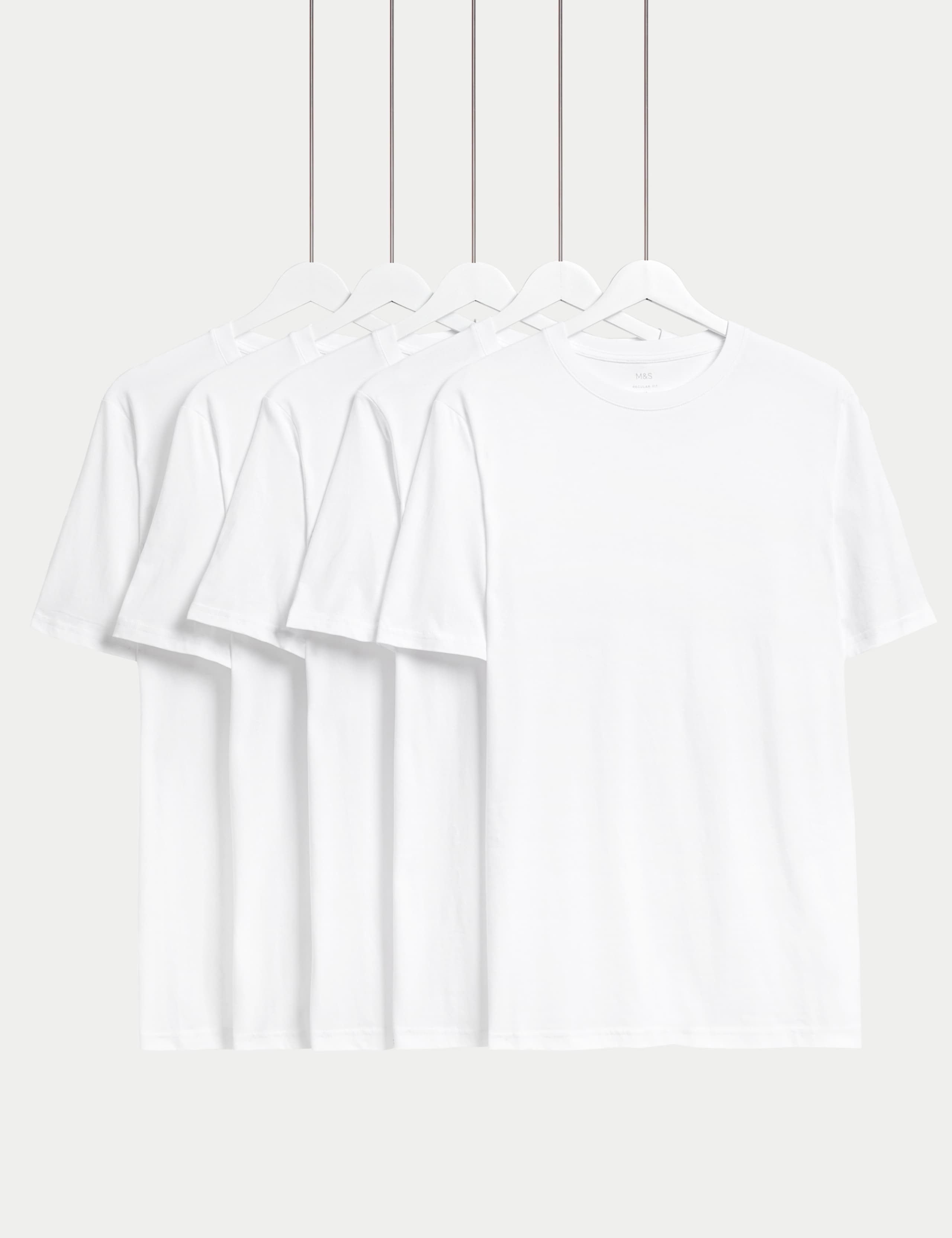 5 Pack Pure Cotton Crew Neck T-Shirts 1 of 5