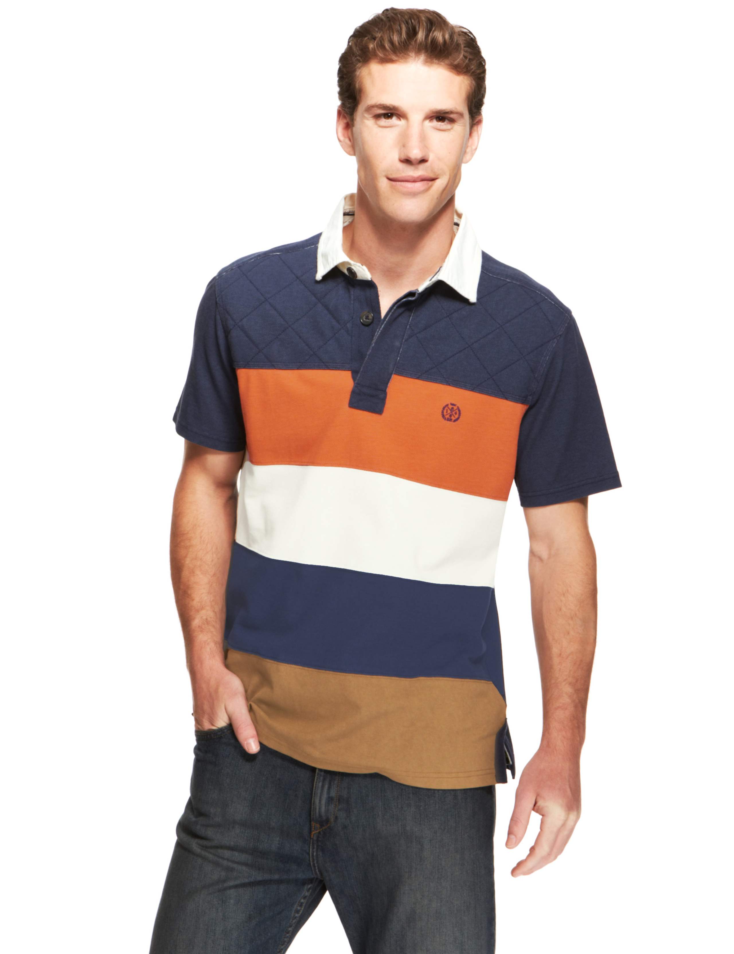 Pure Cotton Colour Block Polo Shirt 1 of 4