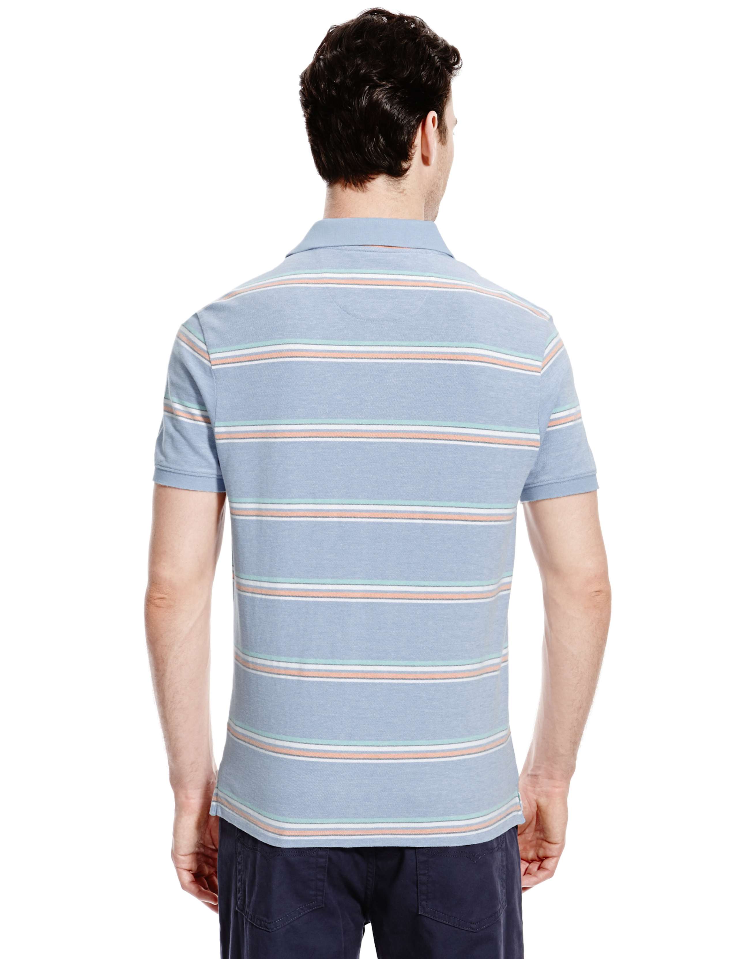 Slim Fit Pure Cotton Striped Polo Shirt 3 of 3